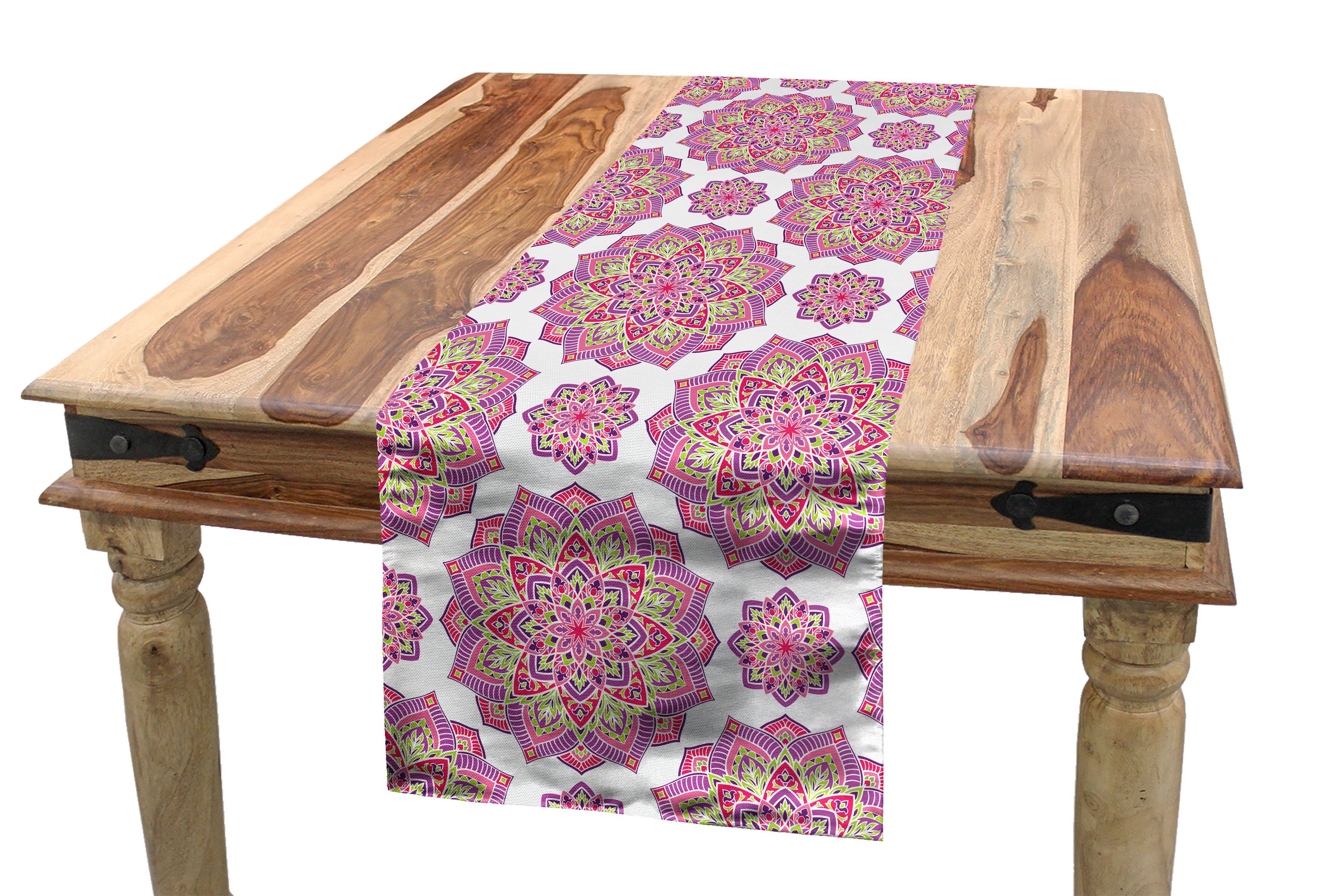 Abakuhaus Tischläufer Esszimmer Küche Rechteckiger Dekorativer Tischläufer, lila Mandala Lotus Essence
