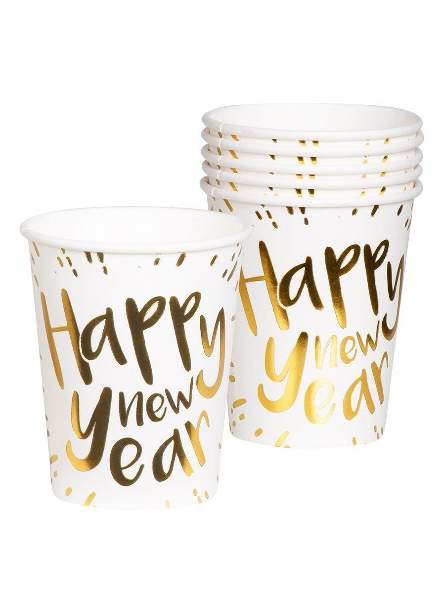 Boland Einweggläser 6 Silvester Pappbecher, Pappe, Partygeschirr für Silvester und Neujahrsfeiern!