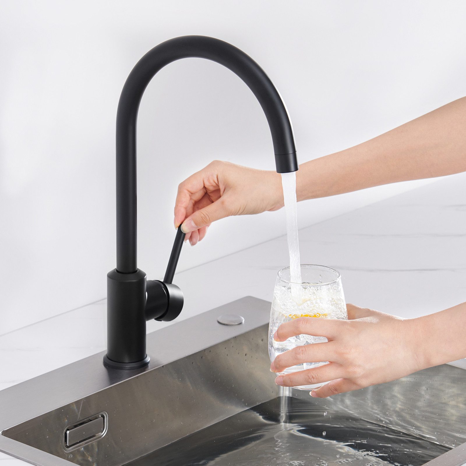 Thumbnail - Auralum Max Küchenarmatur 360° Niederdruck Wasserhahn Küche Spültischarmatur Mischbatterie Flexible Anschlussschläuche