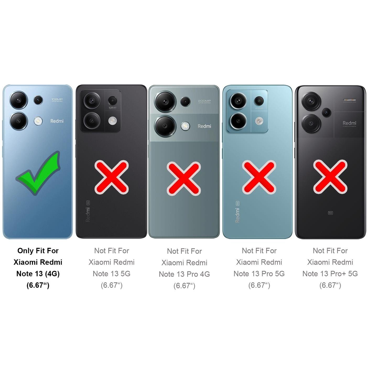 CoolGadget Handyhülle Armor Shield Case für Xiaomi Redmi Note 13 6,67 Zoll, Outdoor Cover Magnet Ringhalterung Handy Hülle für Redmi Note 13 4G – Bild 3 von 5