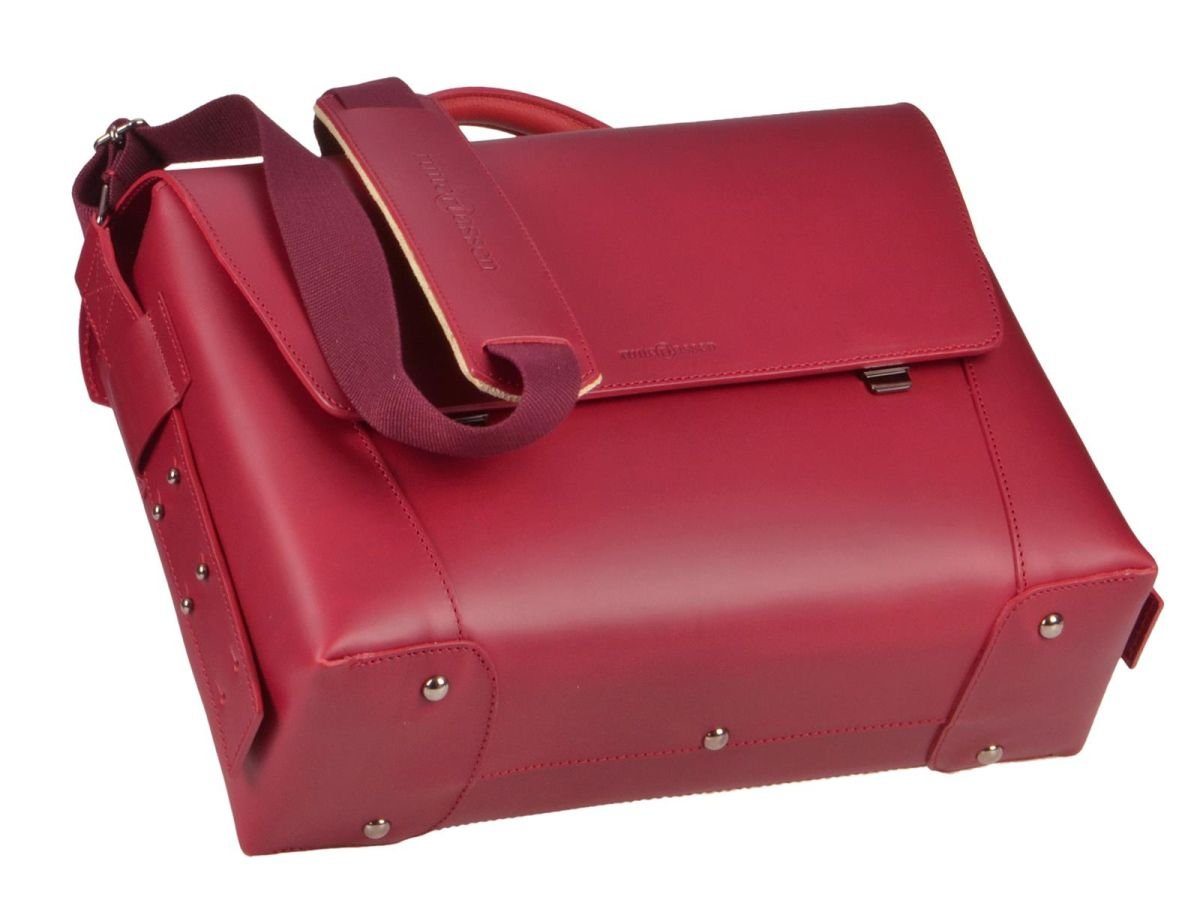 rot cm Fächern, Ruitertassen Aktentasche mit 3 Leder in Lehrertasche 40 Vanguard, rustikales dickes