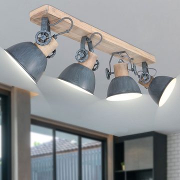 etc-shop Smarte LED-Leuchte, Leuchtmittel inklusive, Kaltweiß, Warmweiß, Neutralweiß, Tageslichtweiß, Farbwechsel, Smart Decken Lampe beweglich Holz Spot Leuchte dimmbar