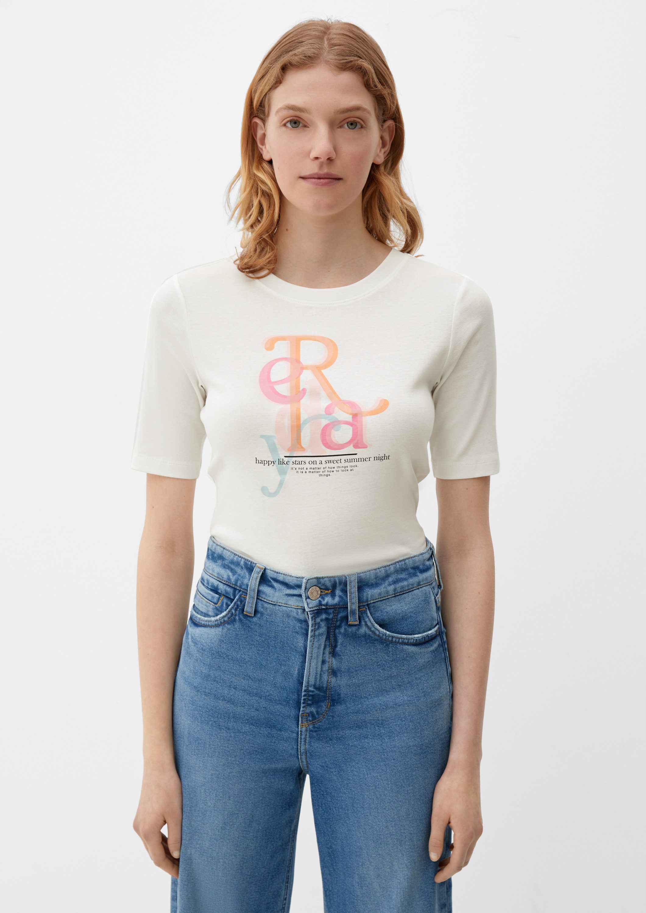 s.Oliver Kurzarmshirt T-Shirt Baumwollshirt mit Frontprint günstig online kaufen