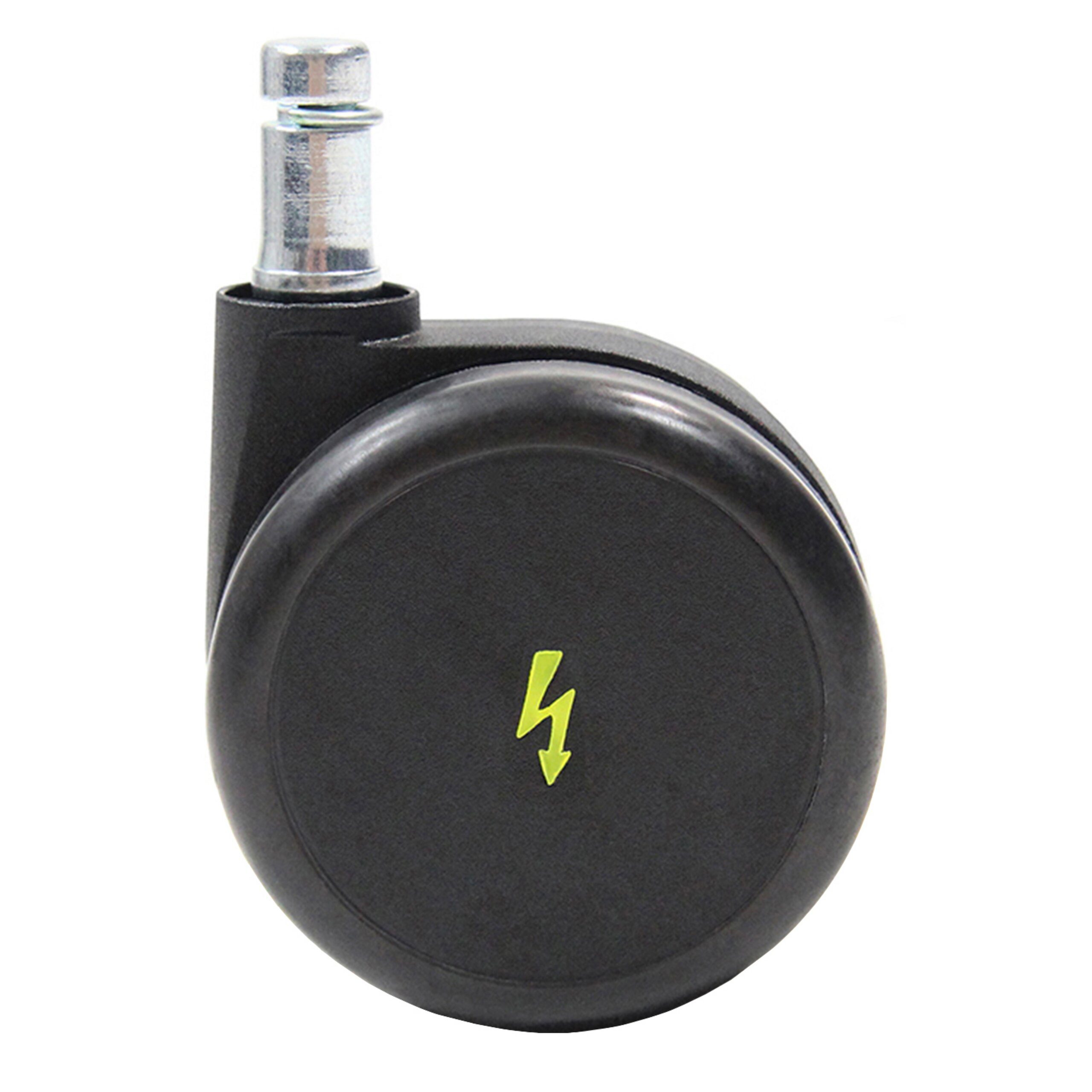 hjh OFFICE Stuhlrolle Stuhlrollen 5X Rolo Esd 11Mm/65Mm, (5er Pack), Elektrisch leitfähige Rollen für harte Böden, Bürostuhlrollen