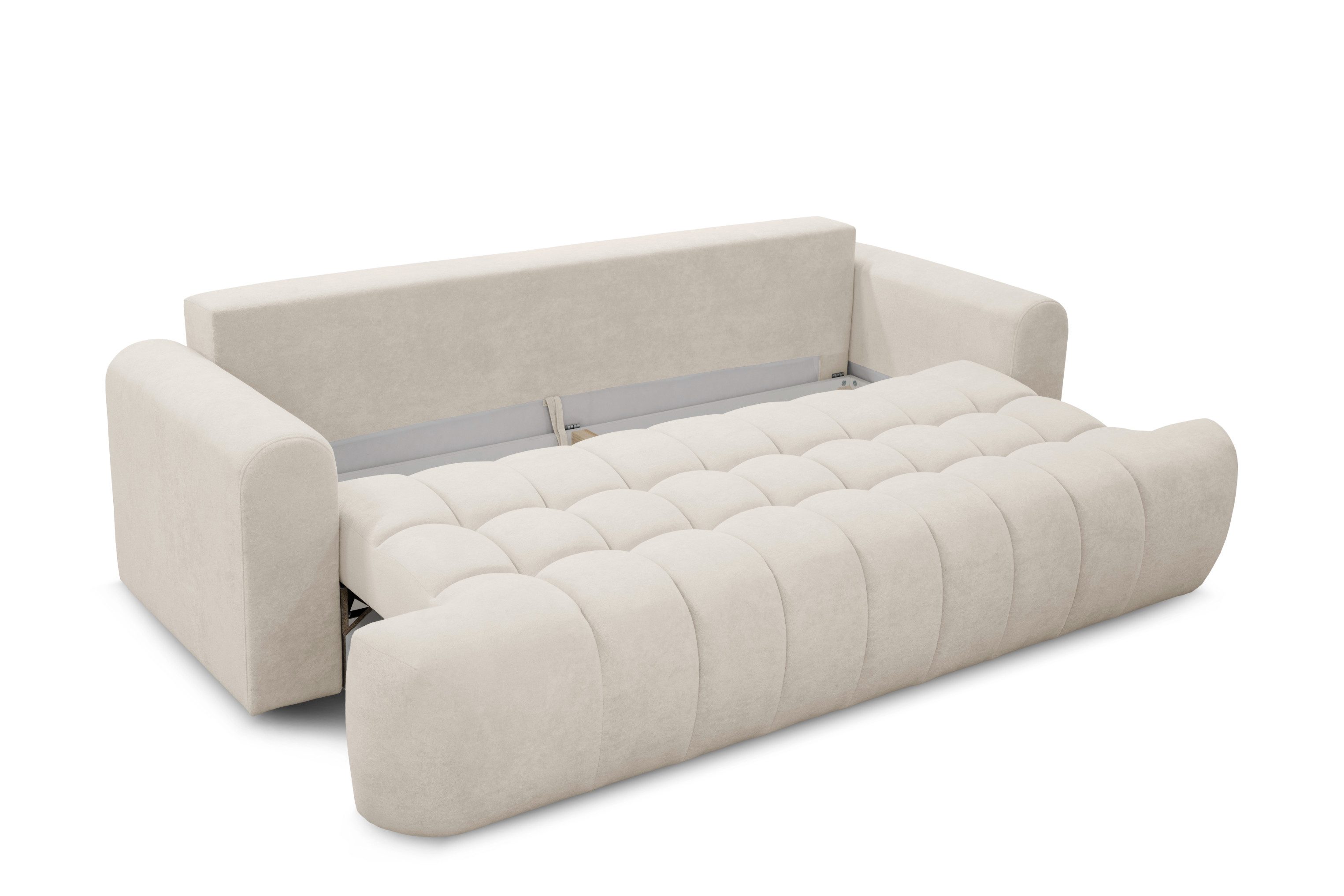 Home Collective Sofa Couch mit Schlaffunktion und Bettkasten Schlafsofa, 246 cm, Gästebett Schlafcouch ausziehbar, Polsterung aus Bonnell-Federkern und Schaumstoff, weicher Stoff, modernes Lounge-Design, inklusive Kissen Beige