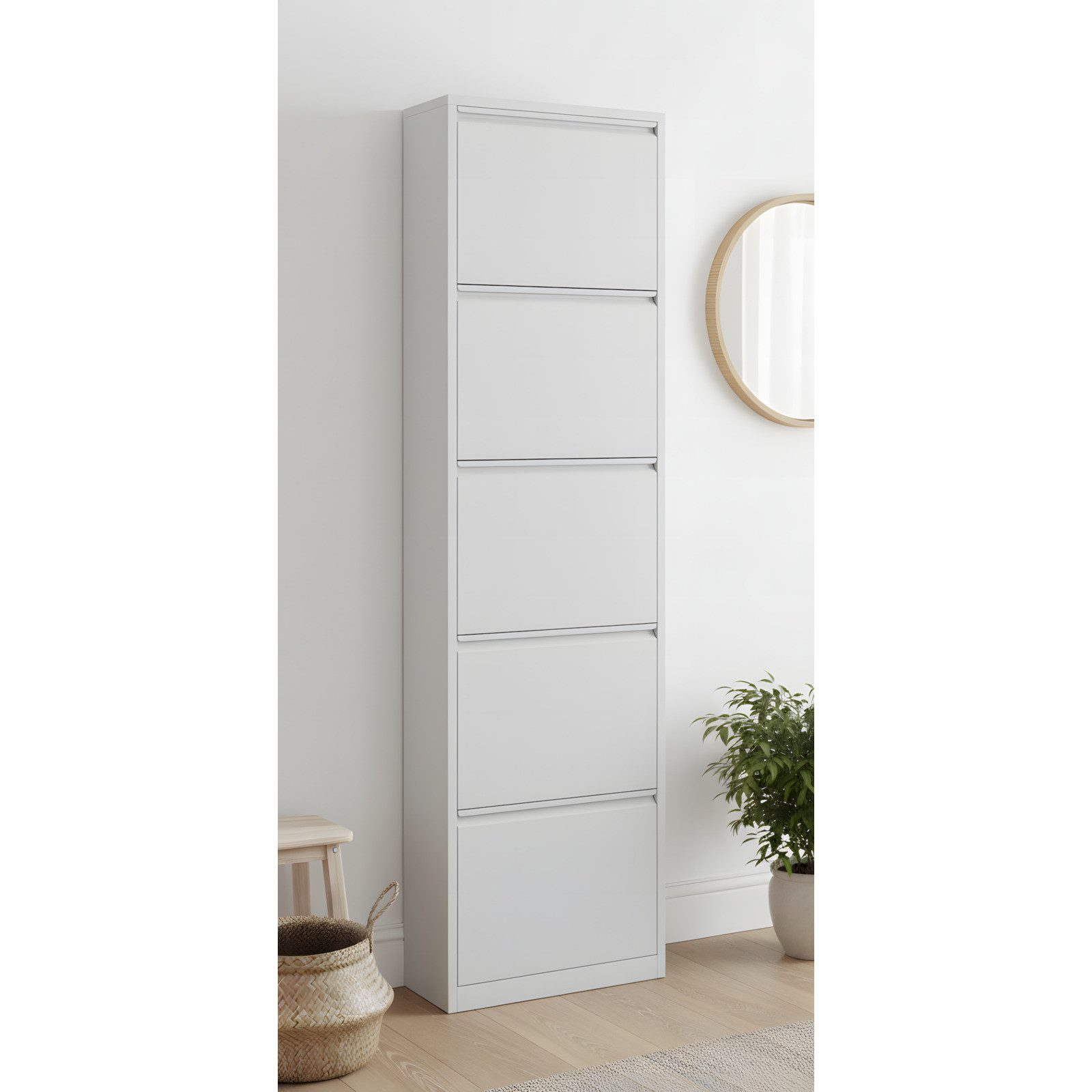 ebuy24 Schuhschrank Pisa Schuhschrank mit 5 Klappen/ Türen in Metall w
