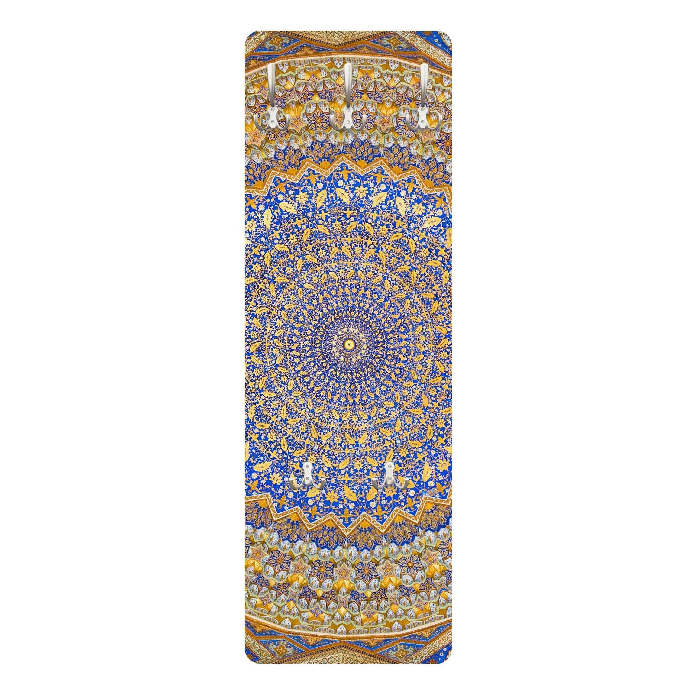 Bilderdepot24 Garderobenpaneel orange Muster Orientalisch Spirituell Städte Skyline Dome Mosque (ausgefallenes Flur Wandpaneel mit Garderobenhaken Kleiderhaken hängend), moderne Wandgarderobe - Flurgarderobe im schmalen Hakenpaneel Design