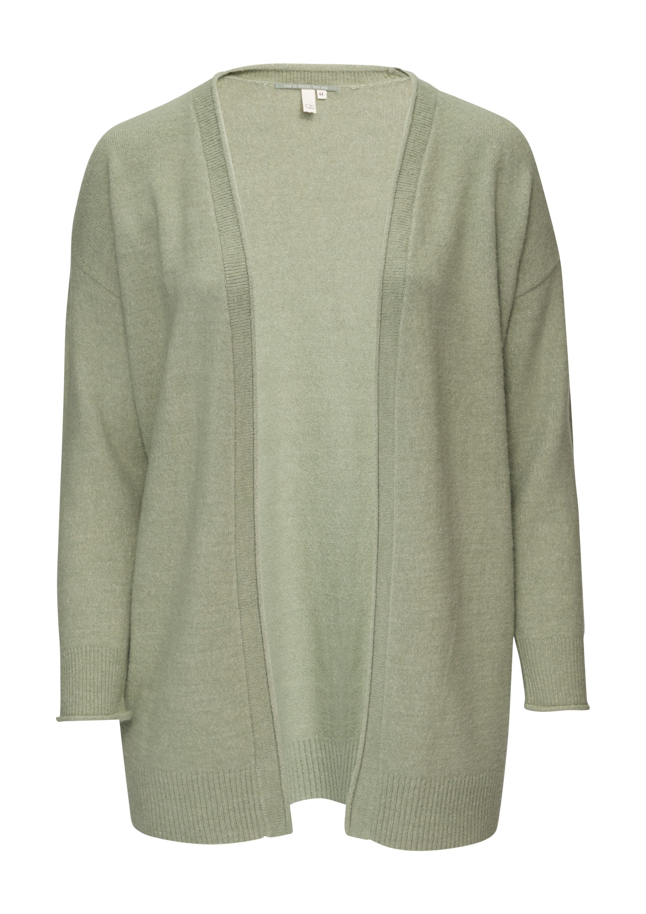 QS Cardigan Strickjacke Weiche Strickjacke mit Rollkante