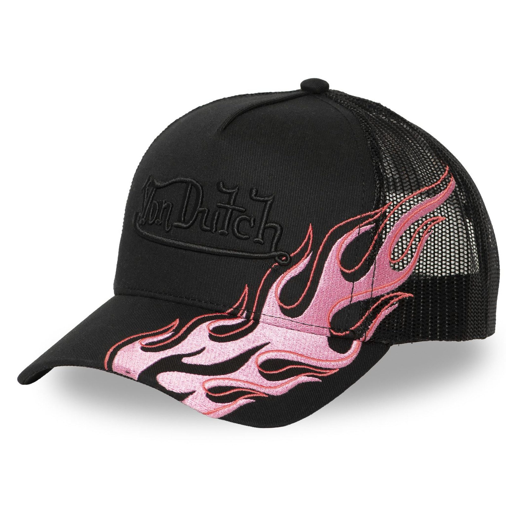Von Dutch Trucker Cap Von Dutch Originals Trucker Cap - Baseball FLAMME Black/Fire Rose (Basecap, Basecap, Meshcap, Trucker Kappe) gestickte Flamme