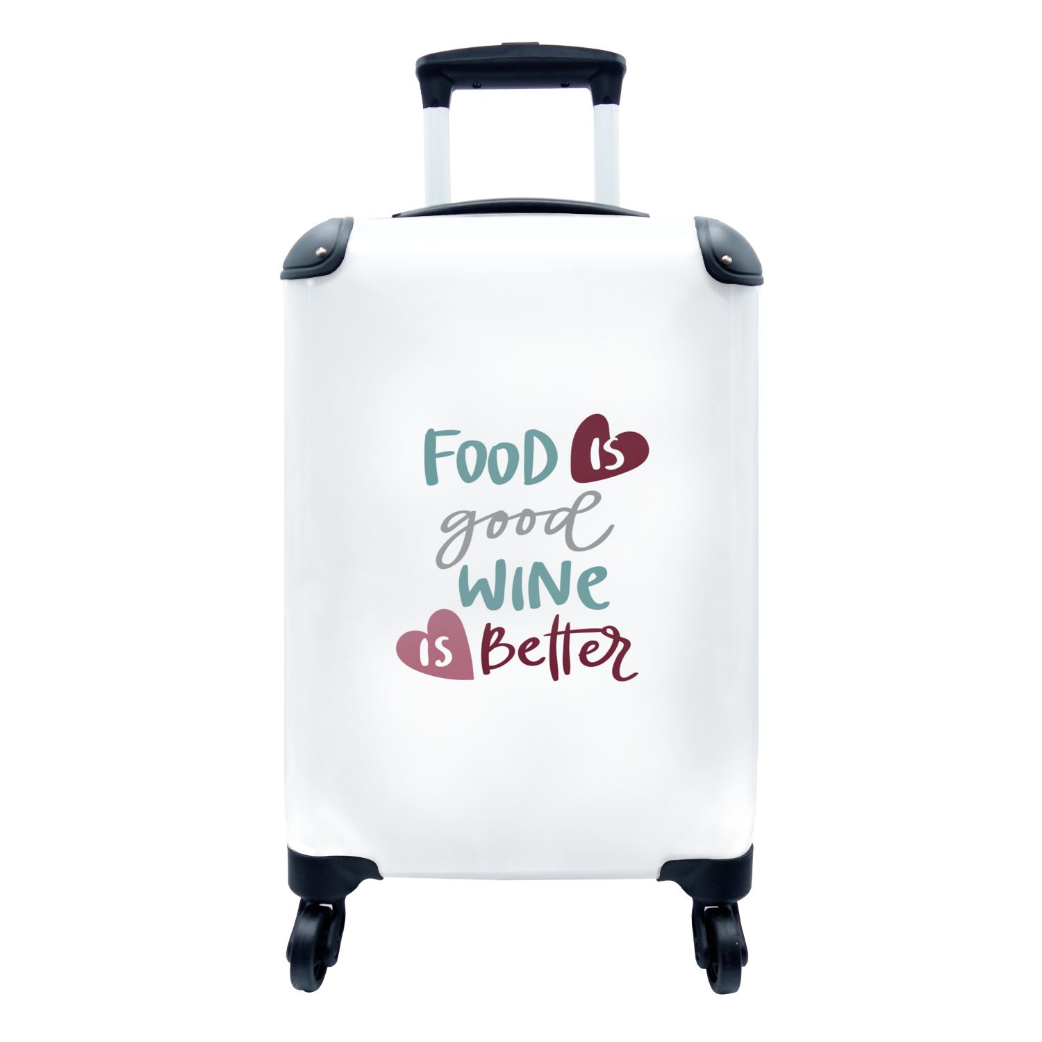 Handgepäck gut, - Herz, Handgepäckkoffer besser' Reisetasche Sprichwörter 4 Ferien, ist Zitate - für Reisekoffer MuchoWow mit Trolley, Wein rollen, 'Essen - Rollen, ist