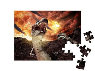 puzzleYOU Puzzle 3D-Rendering: Dinosaurier beim Kampf, 48 Puzzleteile, puzzleYOU-Kollektionen Dinosaurier, Tiere aus Fantasy & Urzeit