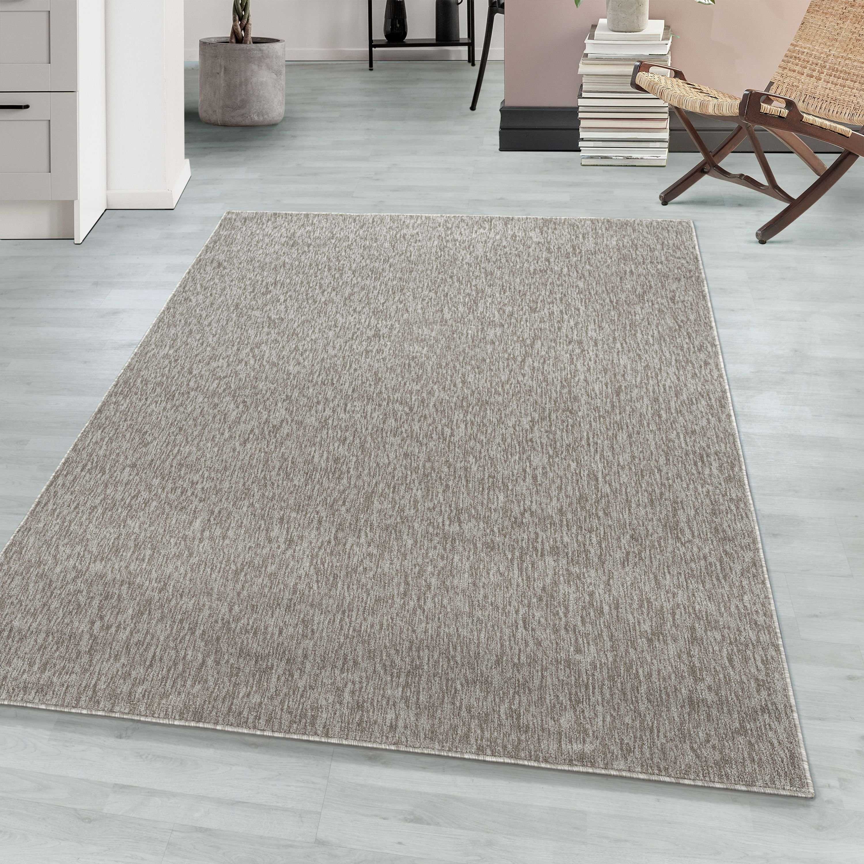 Teppich Unicolor - Einfarbig, Teppium, Läufer, Höhe: 7 mm, Teppich Wohnzimmer Beige