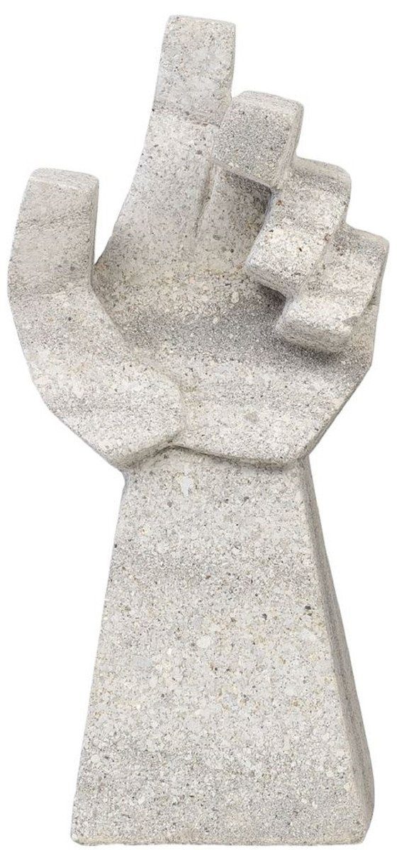 Casa Padrino Skulptur Designer Sandstein Skulptur Hand Grau 18 x 13 x H. 41 cm - Deko Accessoires - Gartendeko