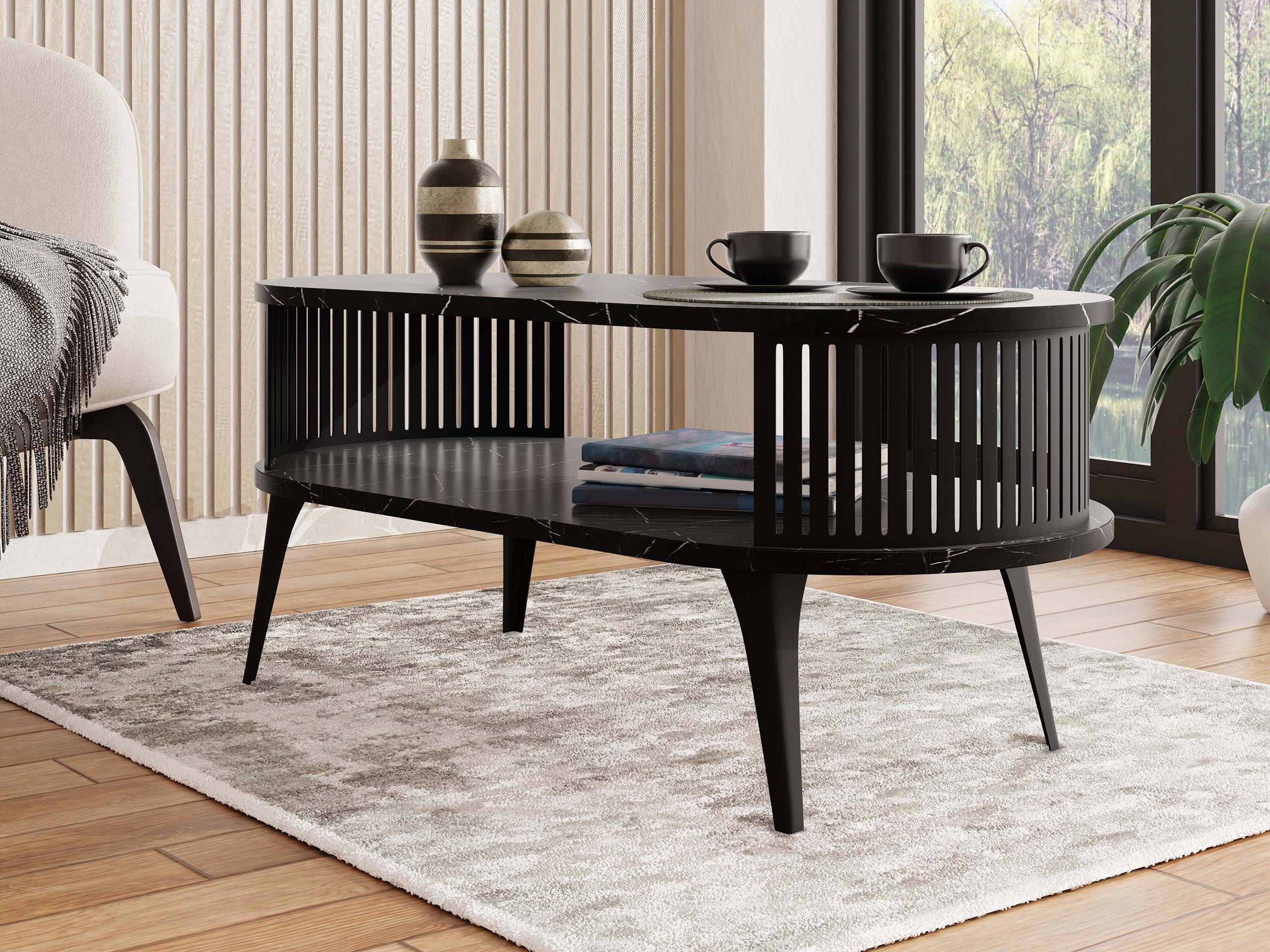 MIRJAN24 Couchtisch Roenni Oval (mit Regal), günstig online kaufen