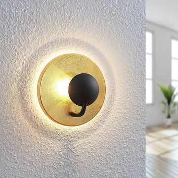 Lindby Wandleuchte Lou, LED-Leuchtmittel fest verbaut, warmweiß, Modern, Eisen, Schwarz, gold, 2 flammig, inkl. Leuchtmittel