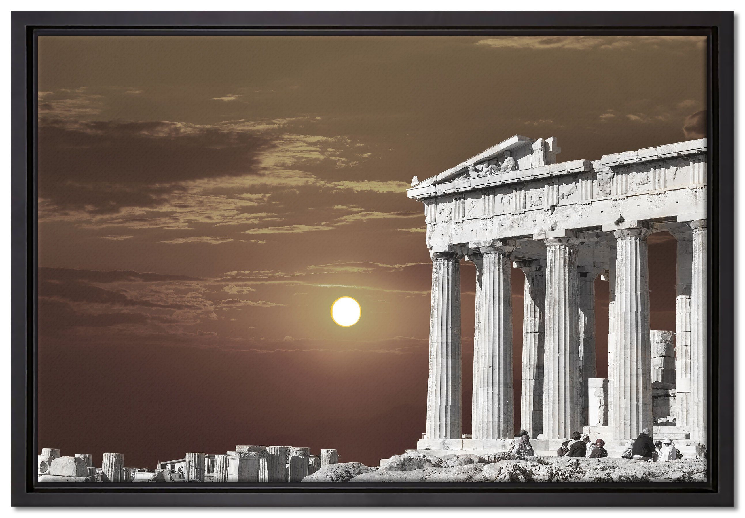 Pixxprint Leinwandbild schöner Tempel der Athene, Wanddekoration (1 St), Leinwandbild fertig bespannt, in einem Schattenfugen-Bilderrahmen gefasst, inkl. Zackenaufhänger