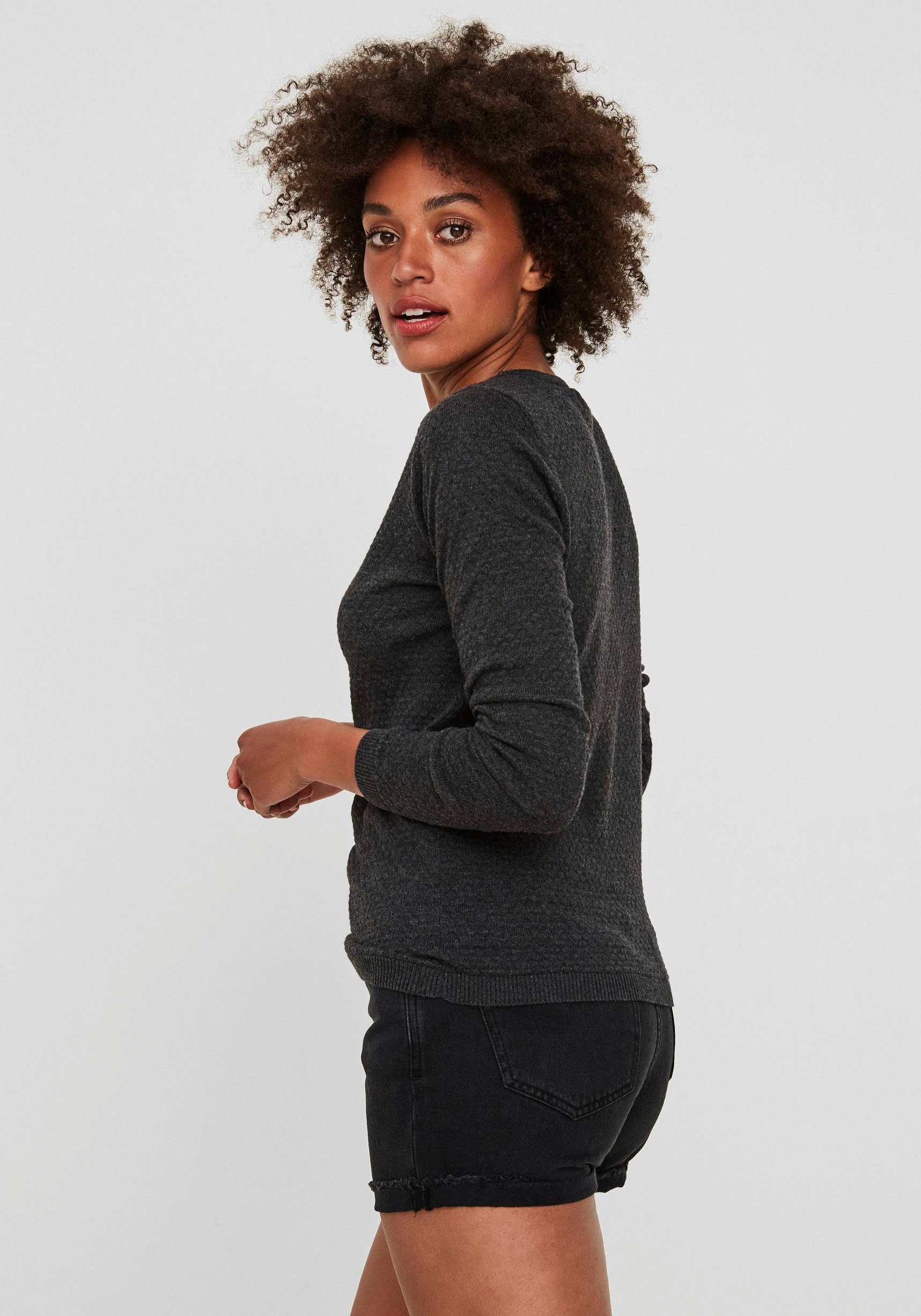 Vero Moda Rundhalspullover VMCARE STRUCTURE LS O-NECK BLOUSE aus Baumwolle