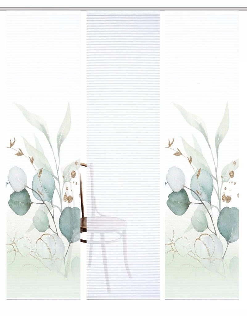 HOME WOHNIDEEN Schiebegardine 84096 ABANIO Schiebegardine rec. Polyester, 245x60 cm, halbtransparent (3 St), Paneelwagen, transparent, Polyester (recycelt) Poly – Bild 4 von 5