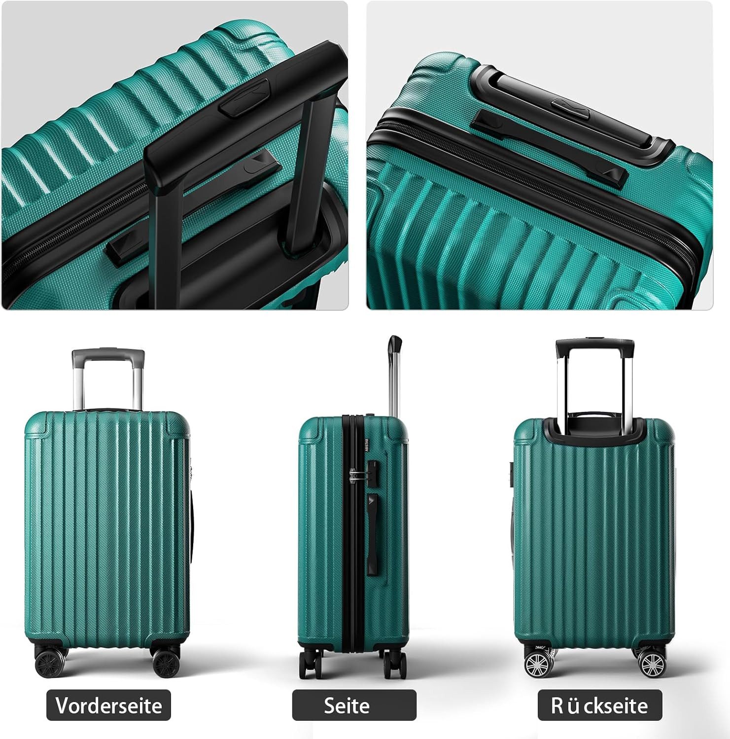 Abistab Hartschalen-Trolley Hartschalen Koffer, robuster Reisekoffer, 4 Rollen, mit Zahlenschloss, Koffer & Trolleys 57/66/76cm, 40/60/100L