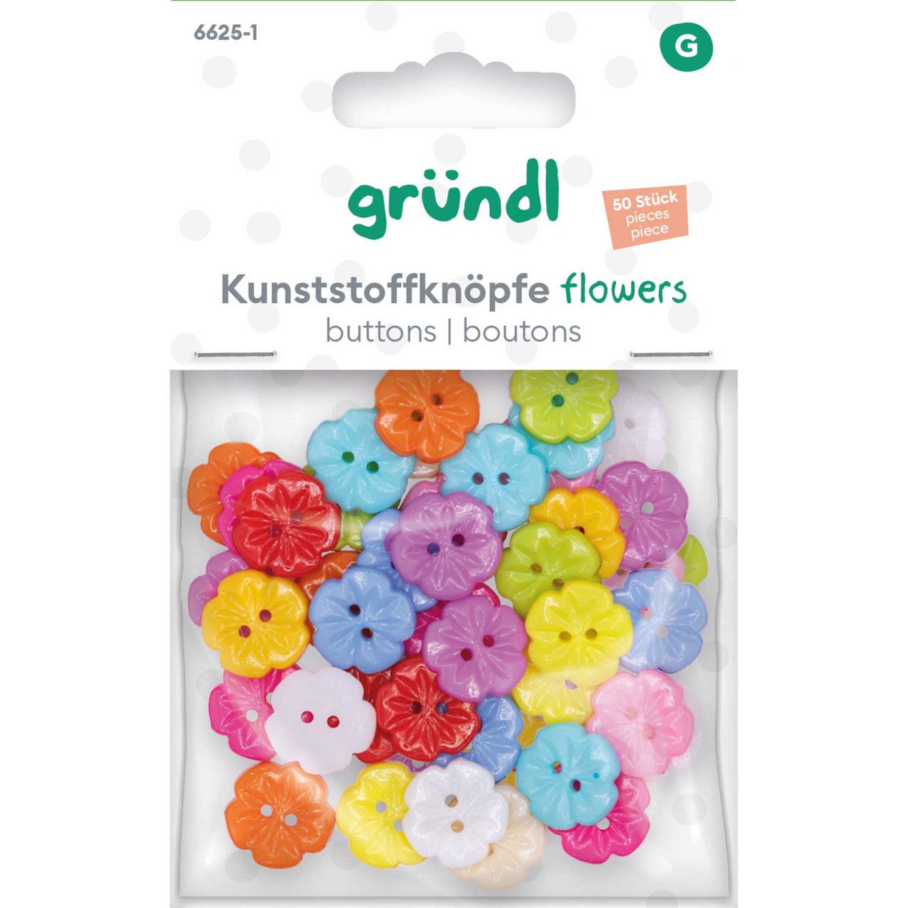 Gründl Bastelnaturmaterial Gründl Kunststoffknöpfe flowers 50 Stück