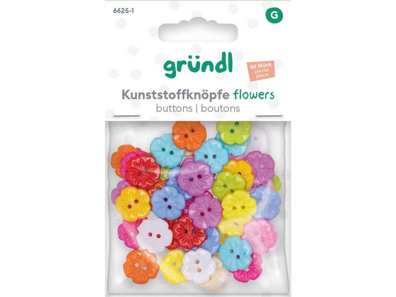 Gründl Bastelnaturmaterial Gründl Kunststoffknöpfe flowers 50 Stück