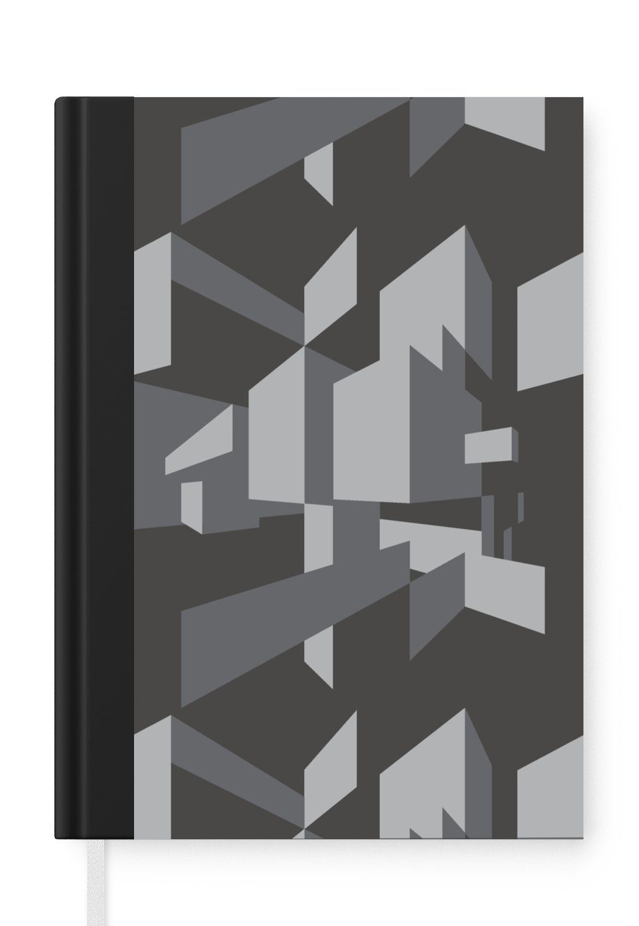 MuchoWow Notizbuch 3D - Muster - Schwarz und Weiß, Journal, Merkzettel, Tagebuch, Notizheft, A5, 98 Seiten, Haushaltsbuch