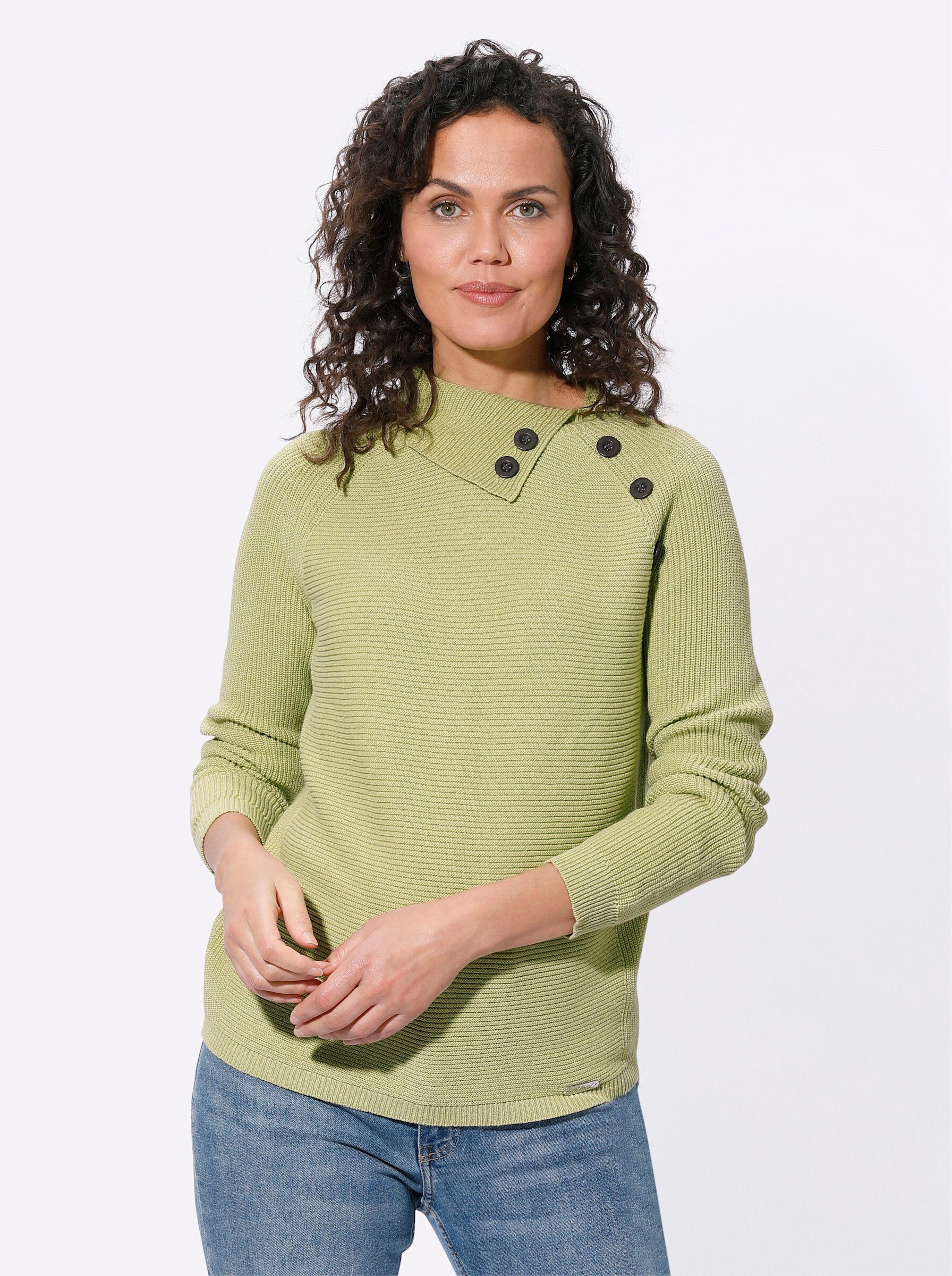 Strickpullover Pullover Langarm Links-Strick, Rippoptik