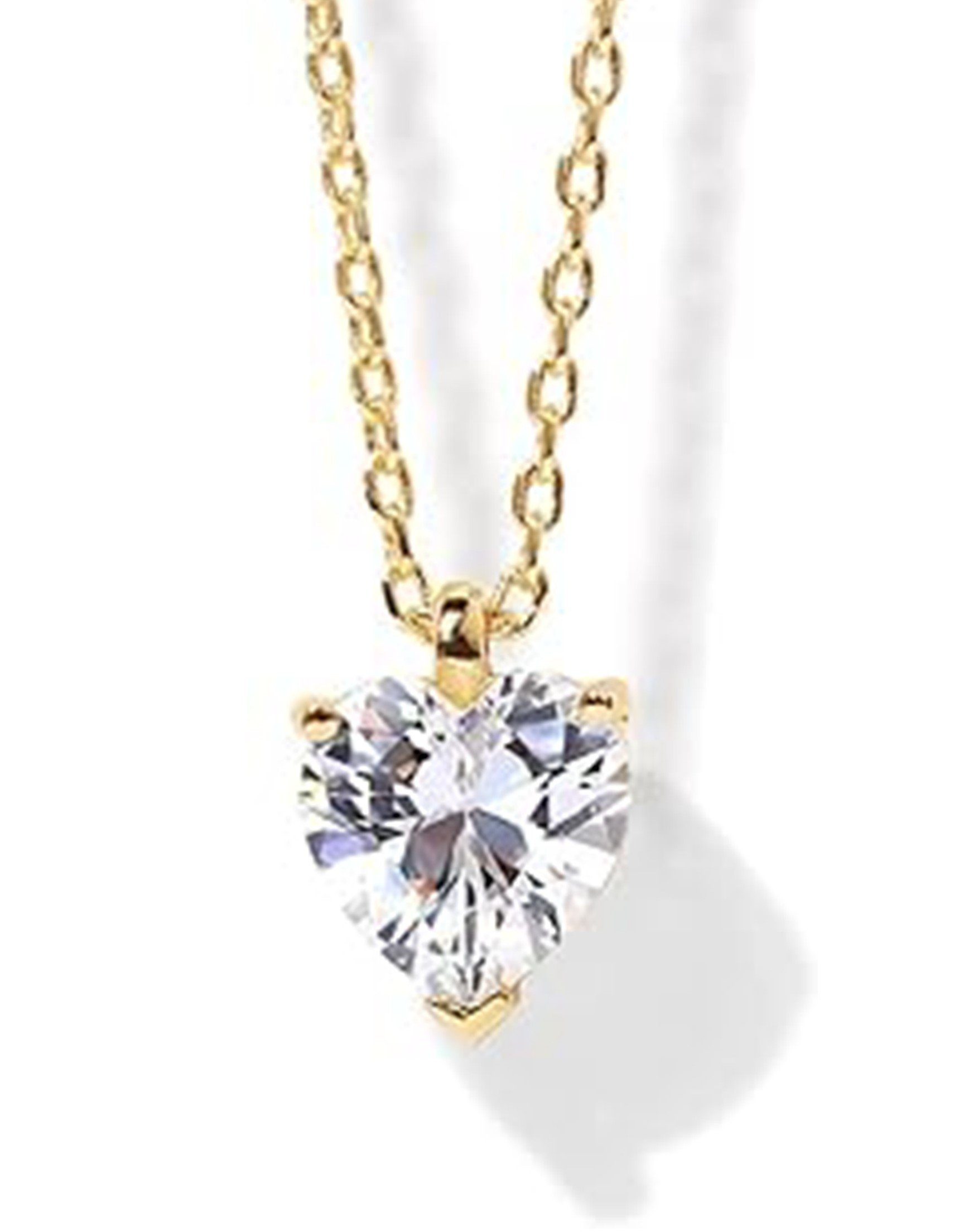 romantische Frauen Gold WaKuKa Charm-Kette für Herz-Zirkon-Anhänger-Halskette, Halskette