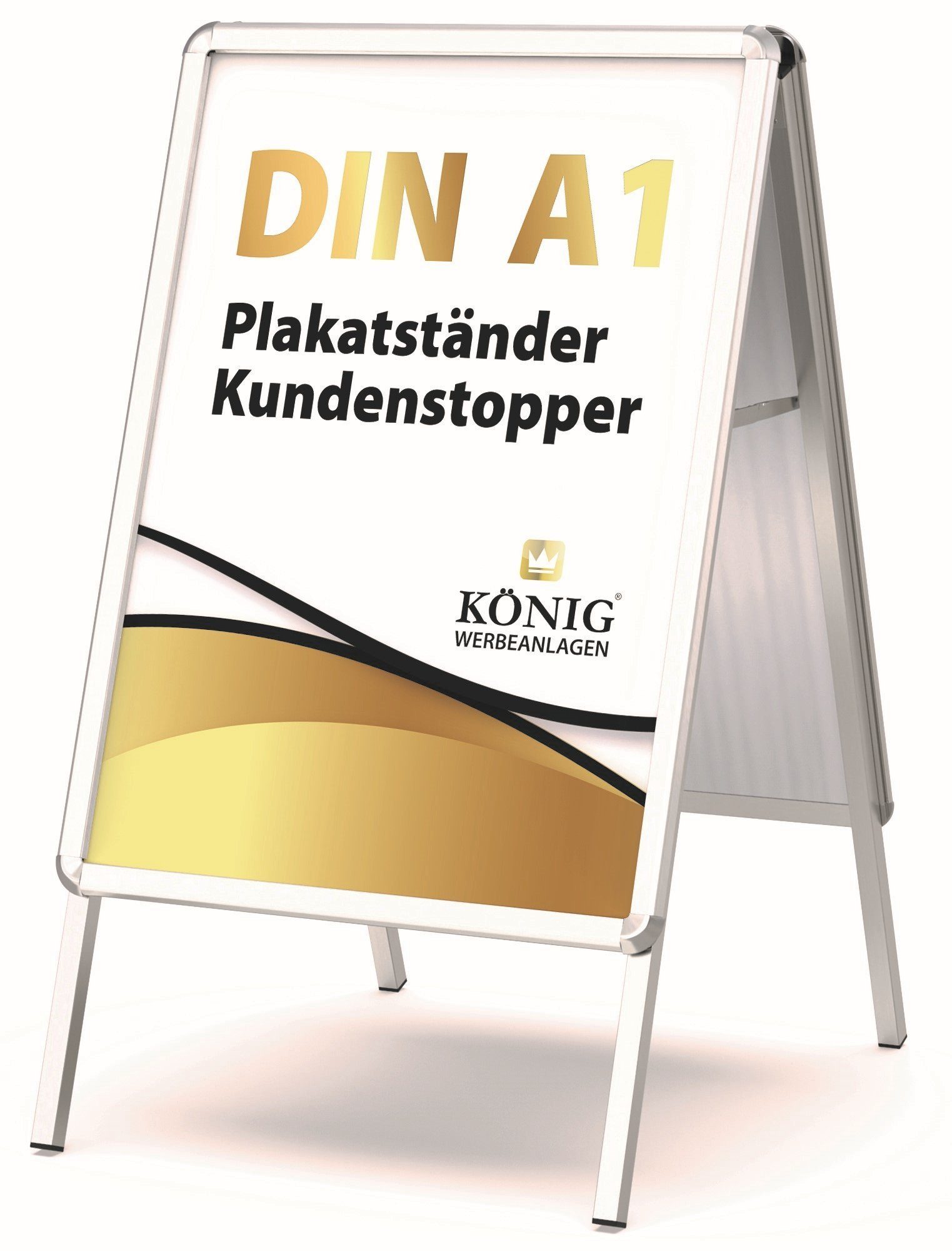 Dreifke Bilderrahmen Plakatständer Keitum DIN (1 runden silber, mit A1 St) Kundenstopper, Ecken