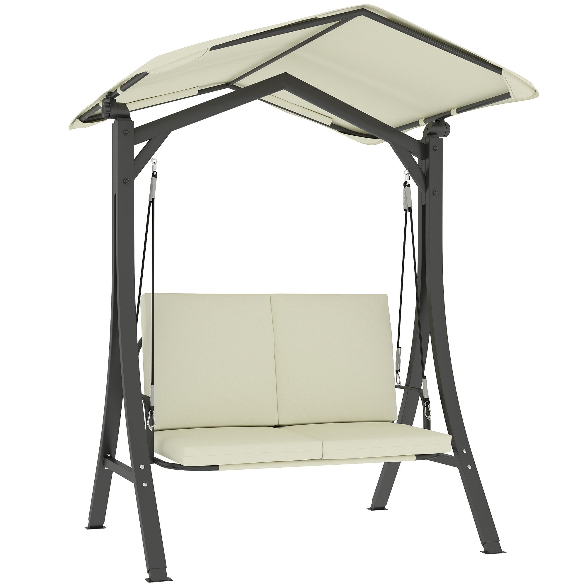 Outsunny Hollywoodschaukel mit verstellbarem Sonnendach, Sitzauflage, günstig online kaufen
