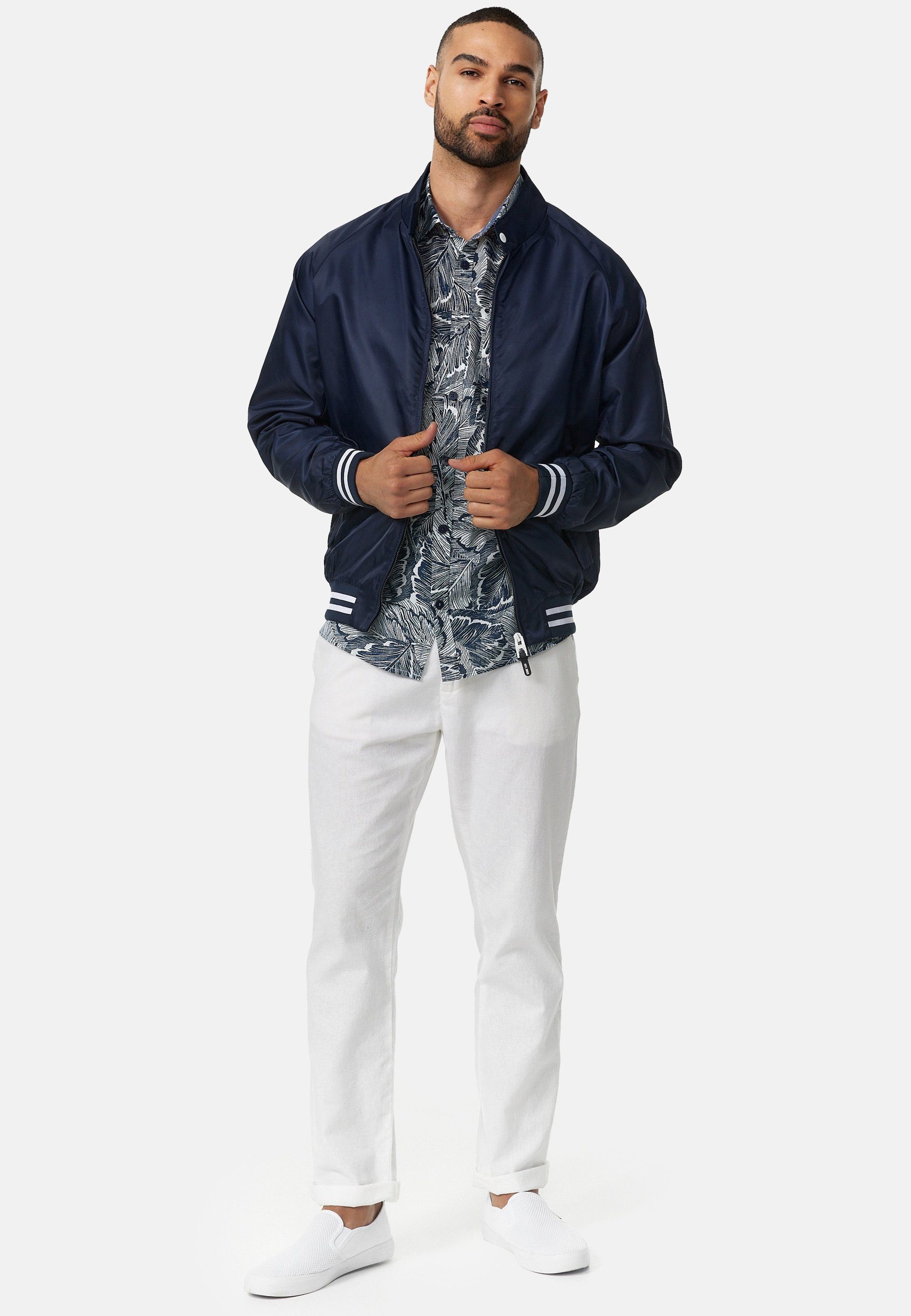 Indicode Sommerjacke Herren Ayser Übergangsjacke Herrenjacke mit Stehkragen & gerippten Arm-und Saumabschluss