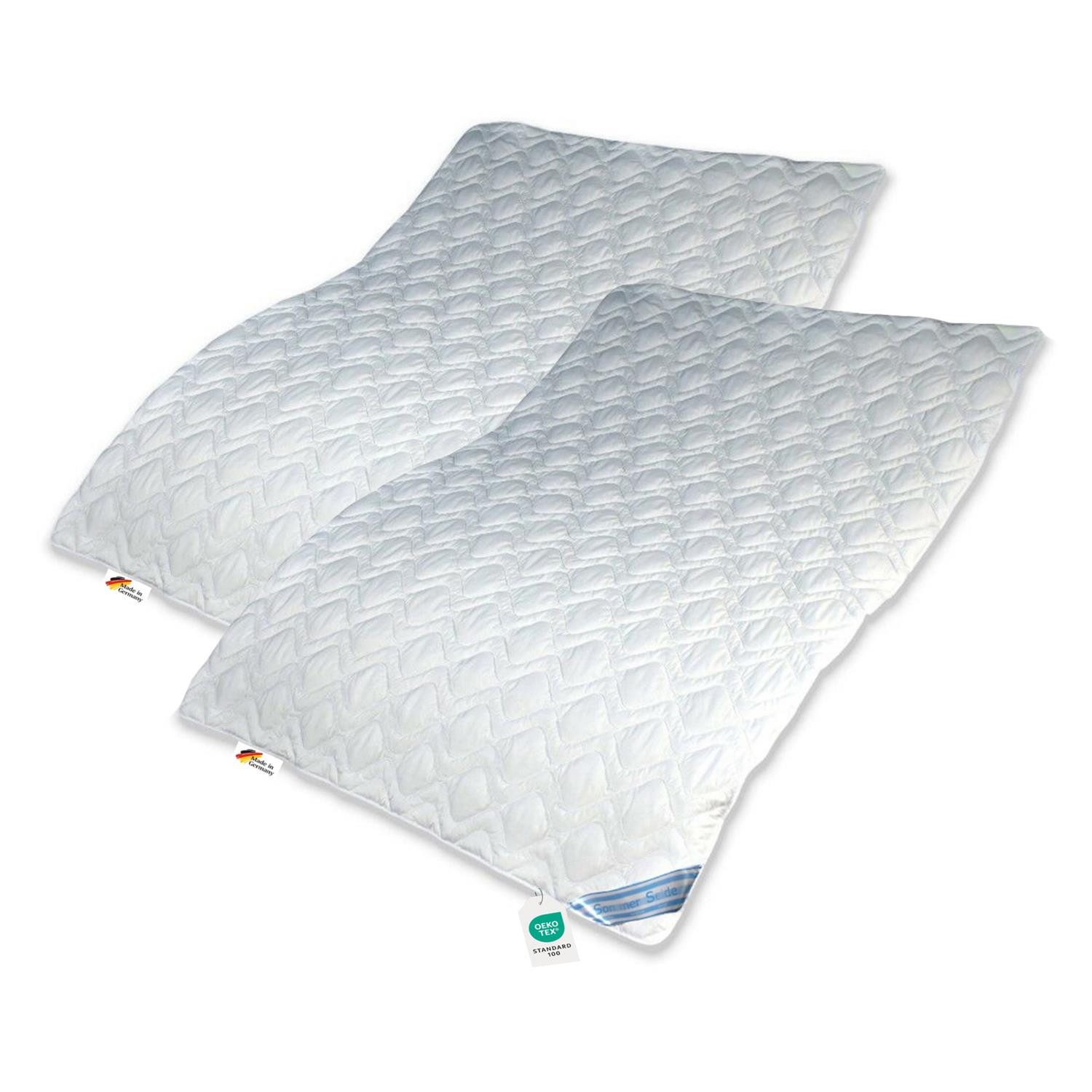 Garanta Naturfaserbettdecke 2 Stück Wildseide Seide Baumwolle Sommerbett Sommer Bettdecke 135x200, Füllung: 60% Wildseide, 40% Baumwolle, Bezug: Microfaser-Batist