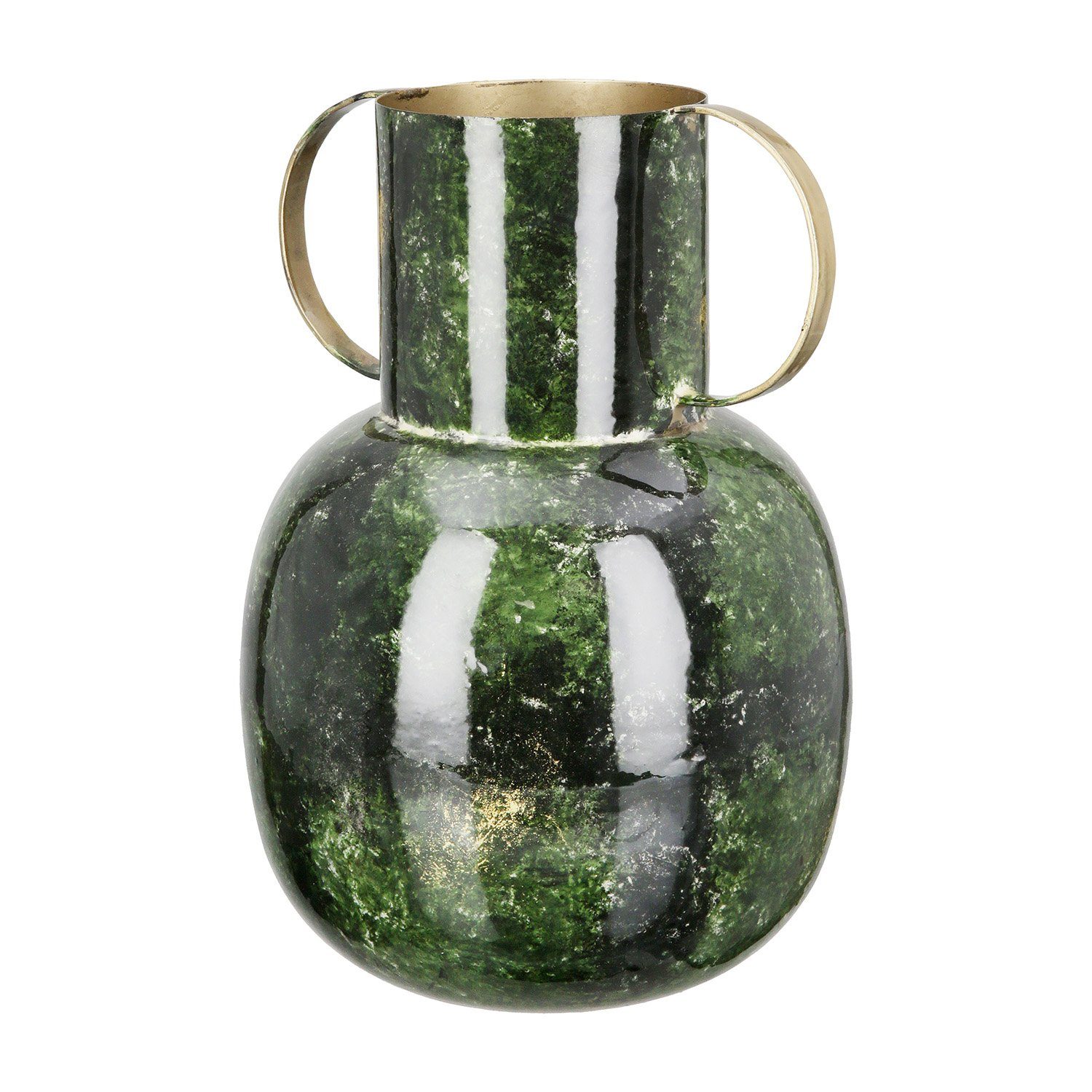 GILDE Dekovase GRANA Vase - grün - Metall - H. 30cm - Dekovase - Wohnzimmer (1 Stück), Bauchige Blumenvase - Elegante Tischdeko Vase für Ihre Vasen Sammlung