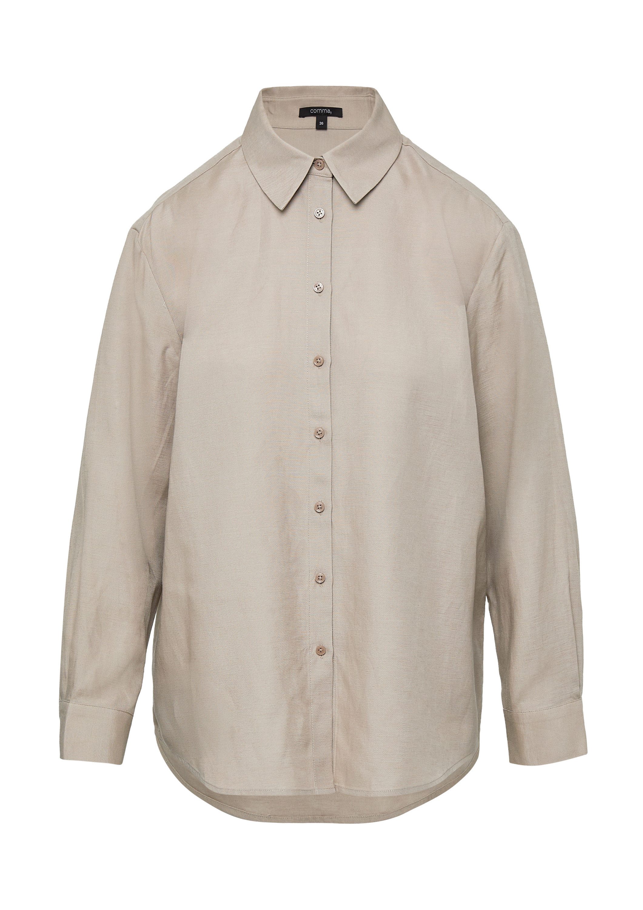 comma Langarmbluse Bluse Hemdbluse aus Leinenmix im Relaxed Fit günstig online kaufen