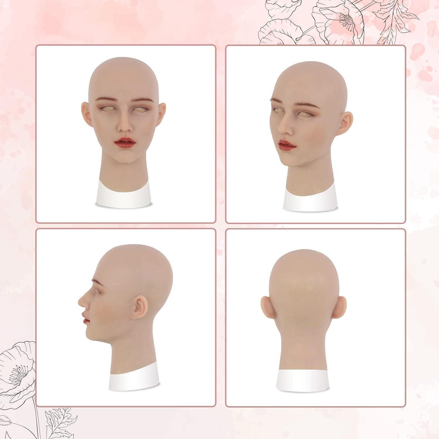 LuxusKollektion Verkleidungsmaske Maske Silikon Cosplay Halloween Crossdresser Damen Elfenbein silikon