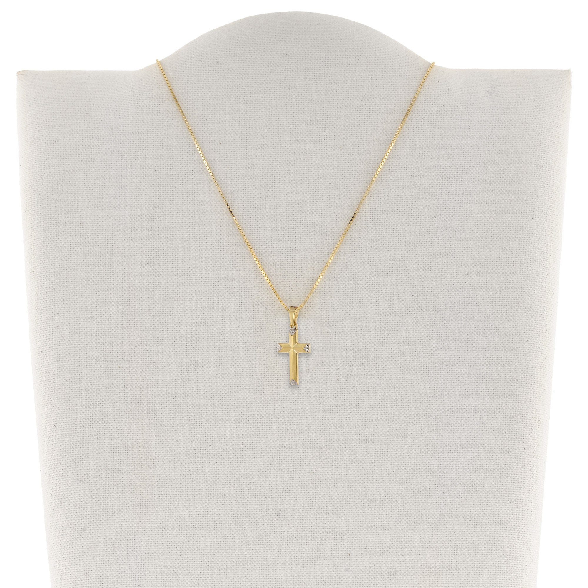 für 333/8 mit Kette Kreuz Karat Anhänger Gold Bicolor trendor mit