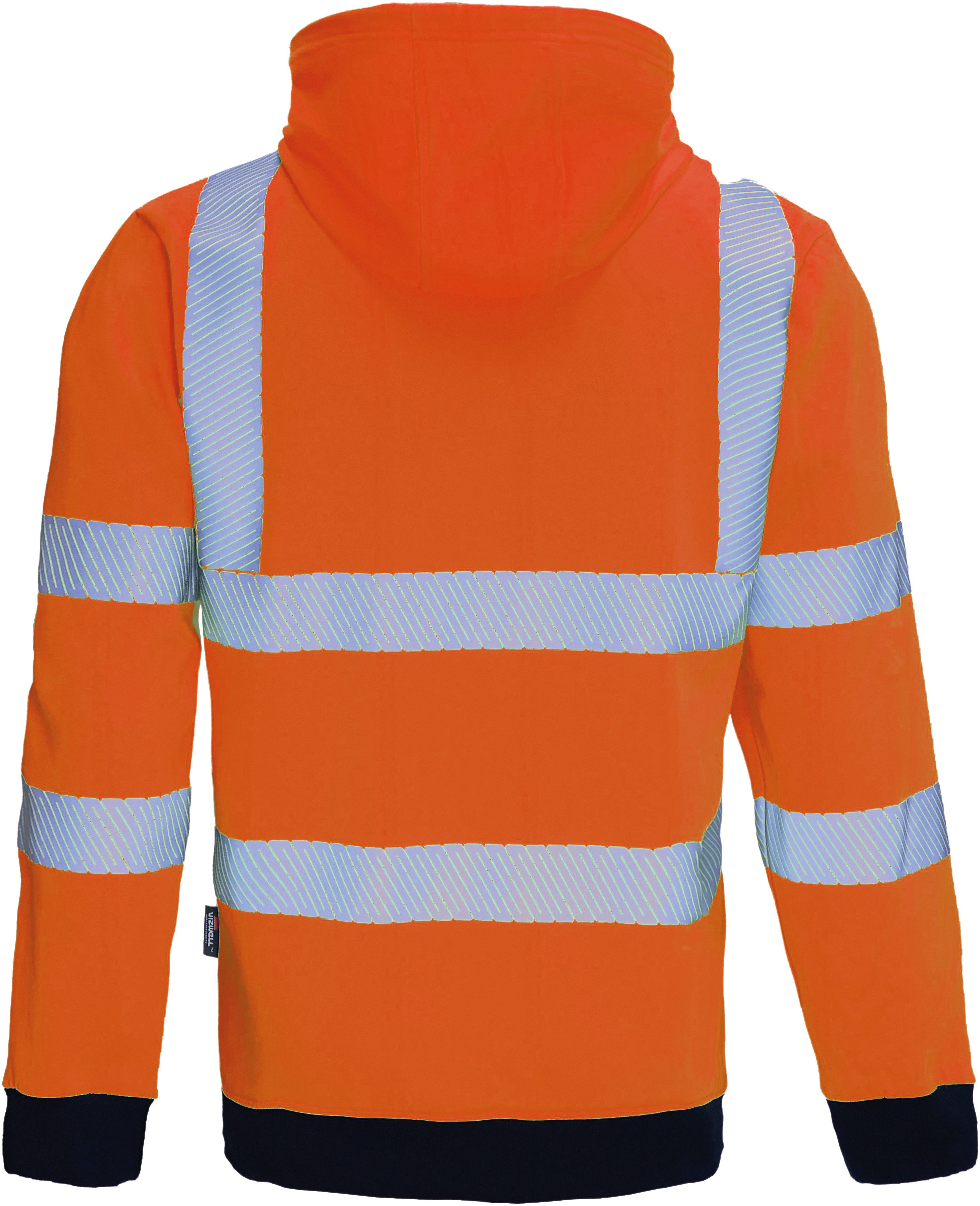 vizwell Sweatjacke Warnschutz Zip-Jacke Zip-Hoodie Kapuzenjacke günstig online kaufen