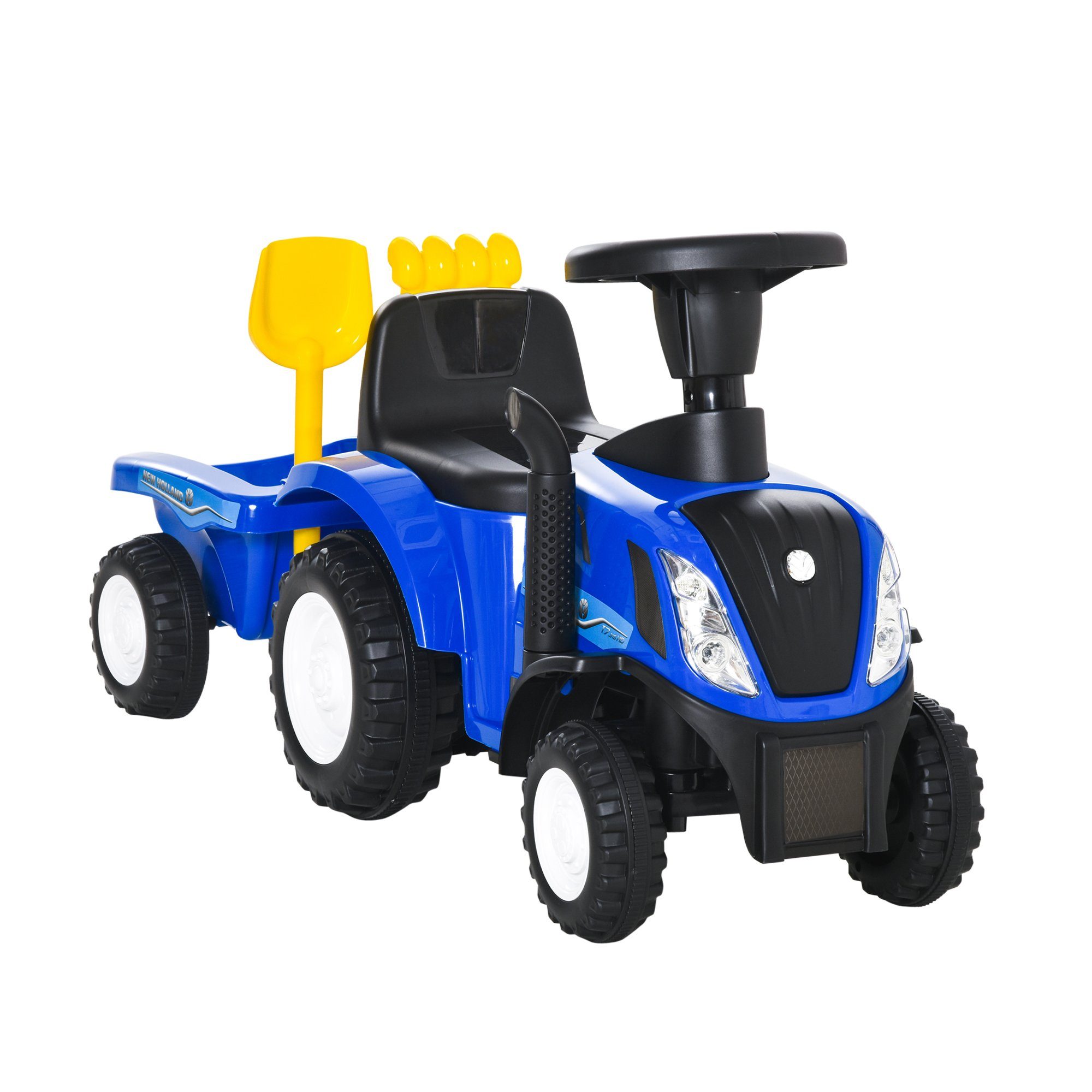 HOMCOM Rutscher Sitzbagger mit eingebautem Ablagefach, Kinderbagger mit Hupe,  (Set, 0-tlg., Traktor), für Kinder ab ca. 3 Jahren