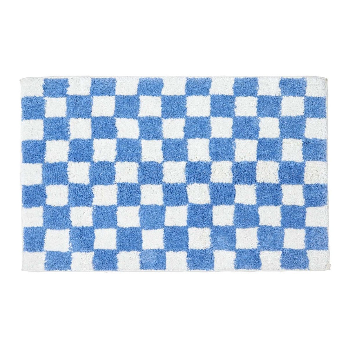 Homescapes Badematte Rutschfeste Badematte blau-weiß mit Schachbrett-Muster günstig online kaufen