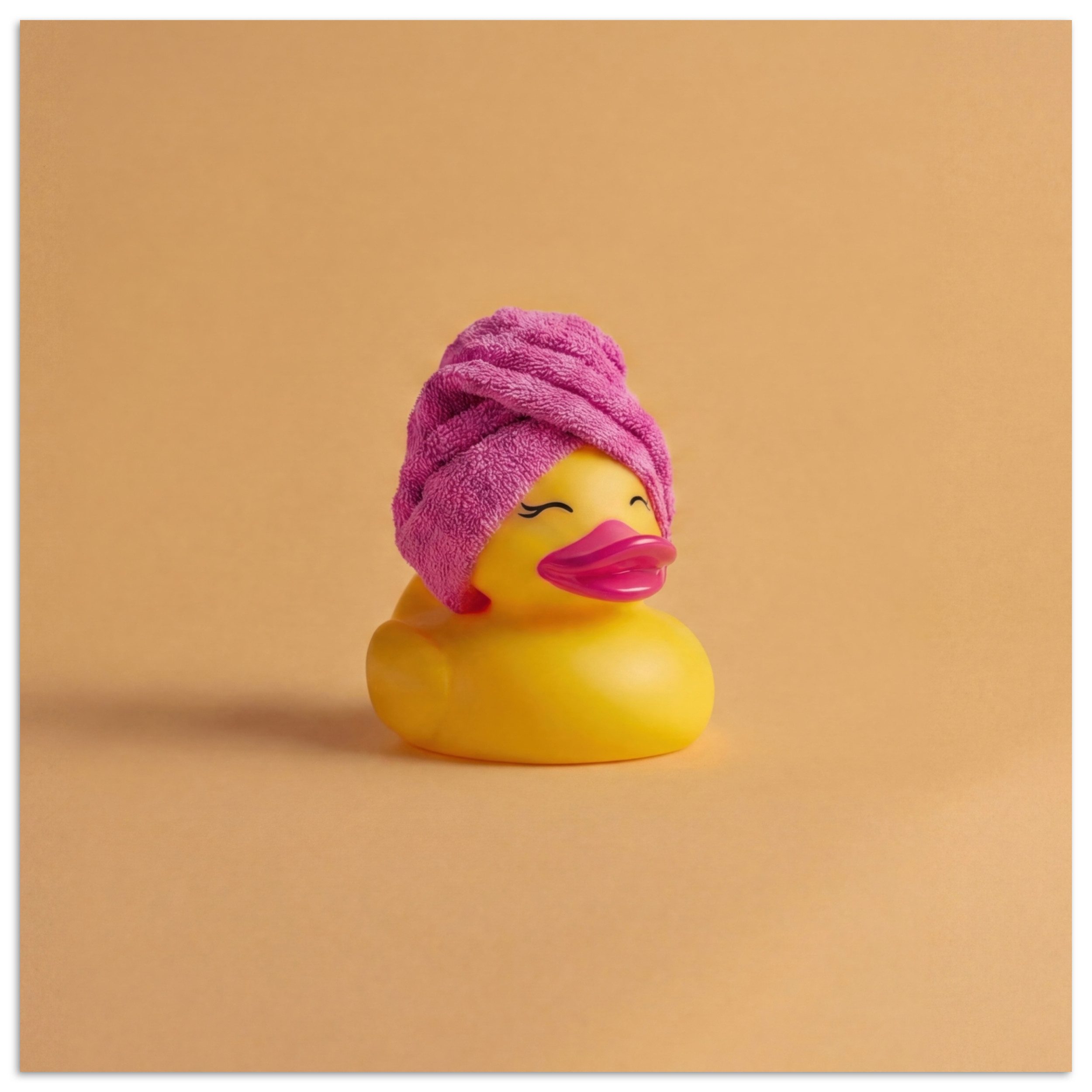 MuchoWow Poster Gummi-Ente - Handtuch - Farbenfroh, (1 St), Poster ohne Rahmen, Wandbild, Wandposter, 50x50 cm