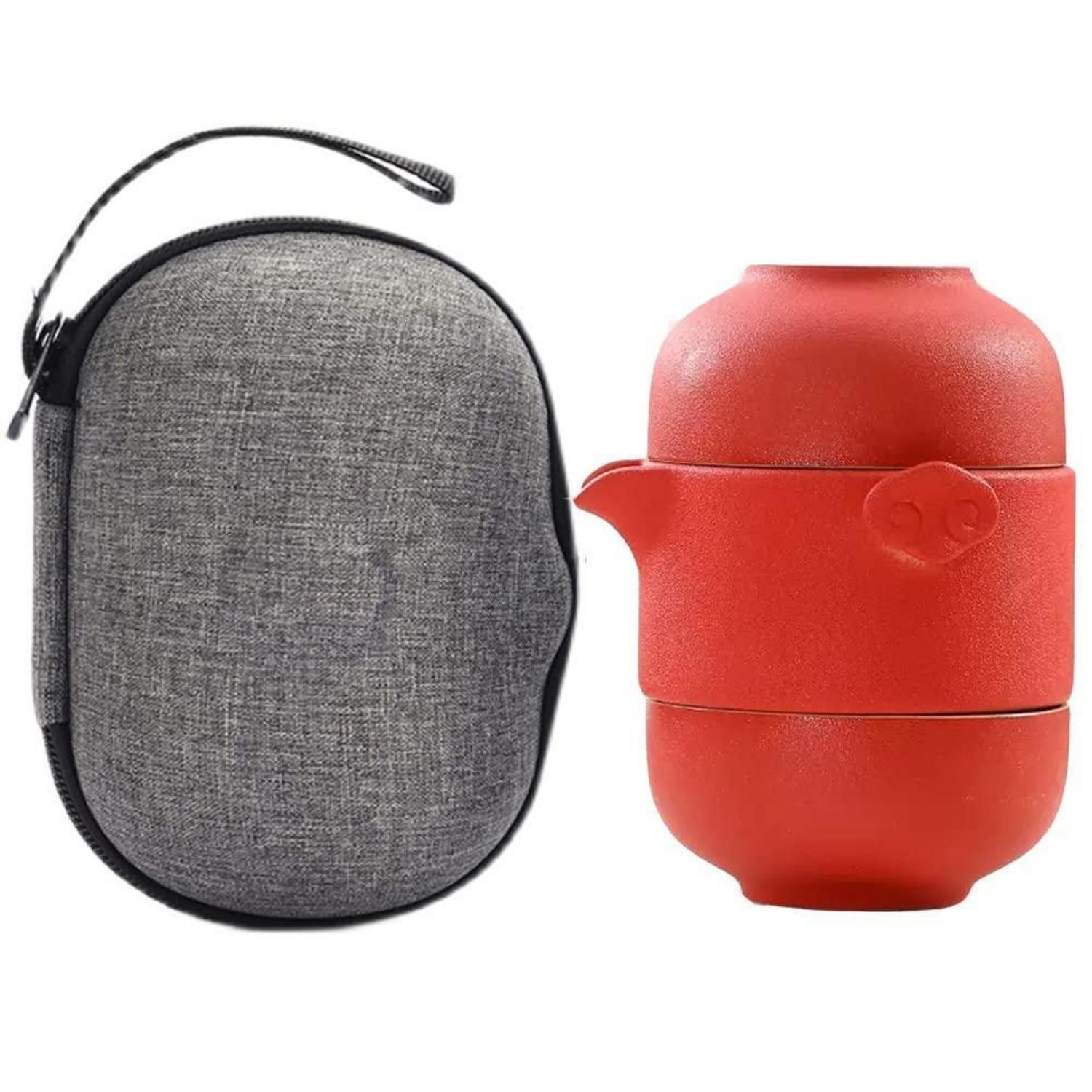 LuxusKollektion Teekanne Reise-Teeset Porzellan 2 Pers. Rot, (1-St)