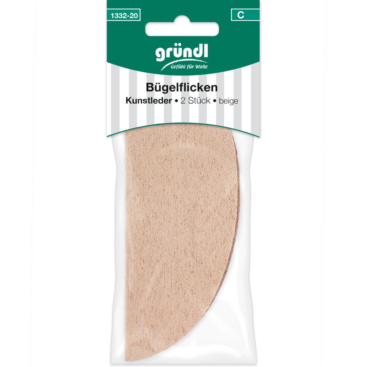 Gründl Aufnäher Gründl Bügelflicken Kunstleder 2 Stück beige, Leder