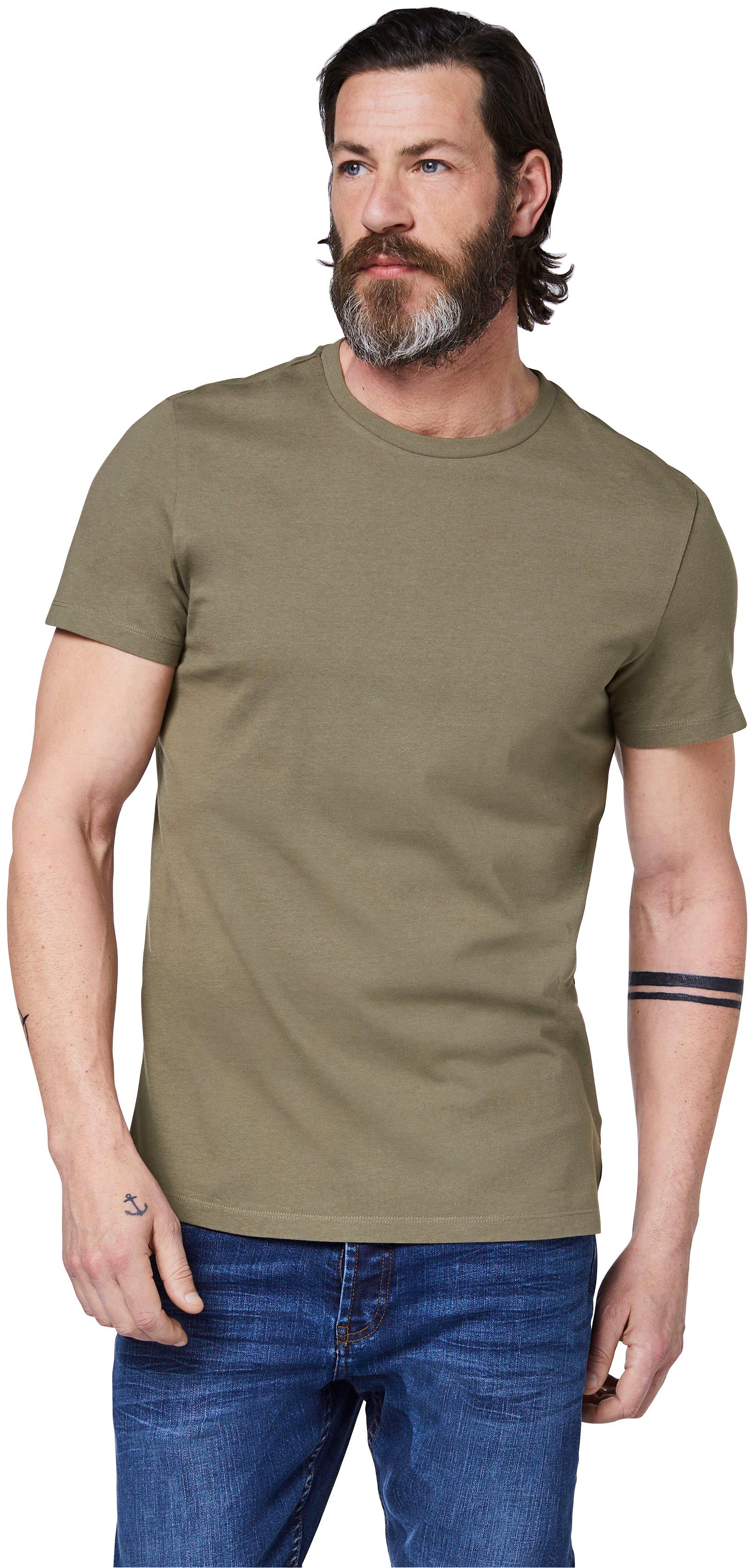 GARDENA Olive unifarben T-Shirt Dusty