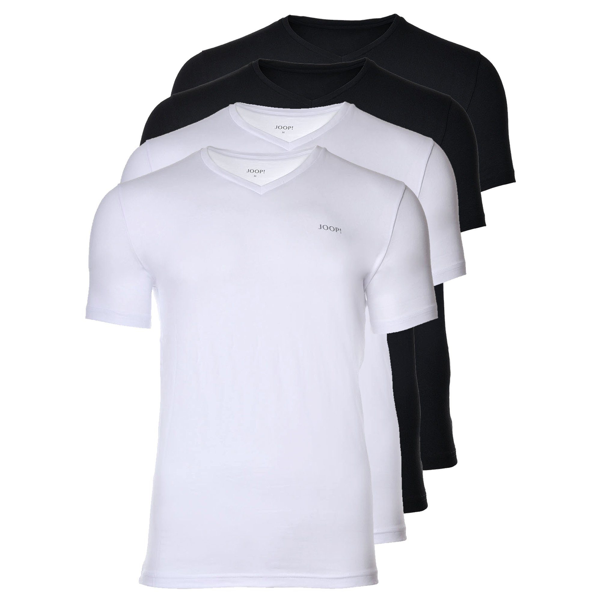 Joop! T-Shirt Herren Unterhemd, 4er Pack - T-Shirt, V-Neck Schwarz/Weiß