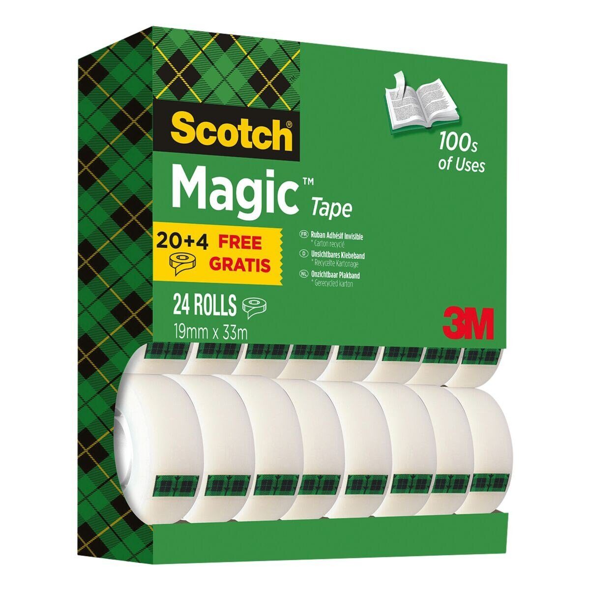 SCOTCH Klebeband Magic Tape (24-St) 19 mm/33 m, transparent matt, schattenfrei kopierbar