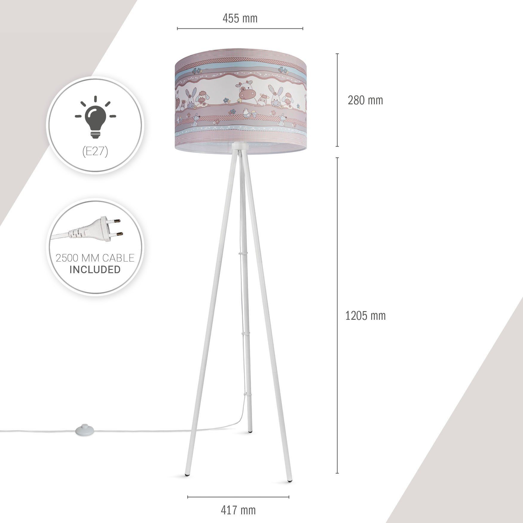 Tier-Motiv, Kinderlampe Kinderzimmer, Trina Stehlampe Leuchtmittel, Home Cosmo, Paco Stehlampe verspielt, LED E27 ohne