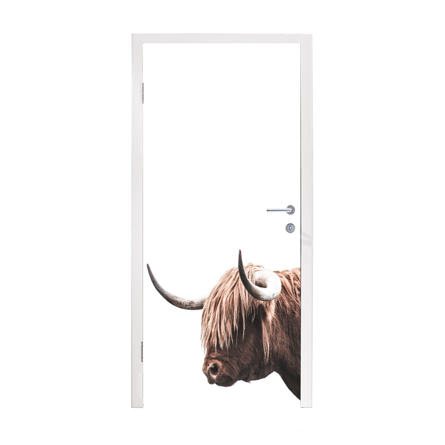 Highlander Matt, Kopf 75x205 - Fototapete Weiß, Tür, Türaufkleber, Türtapete - bedruckt, Schottischer für St), (1 cm MuchoWow