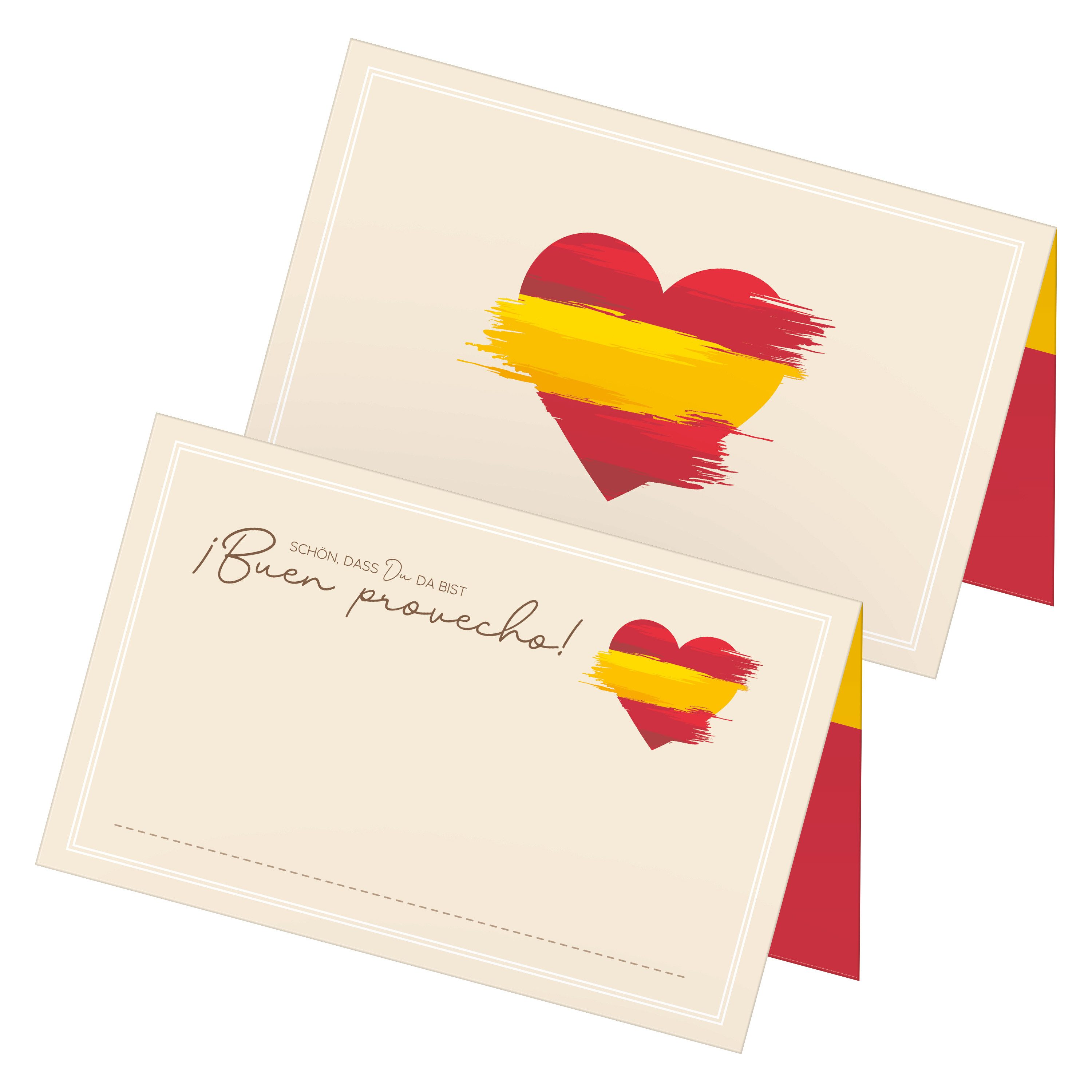 itenga Papierdekoration itenga 48x Tischkarten Platzkarten SPANIEN, Motiv mit spanischer Flag