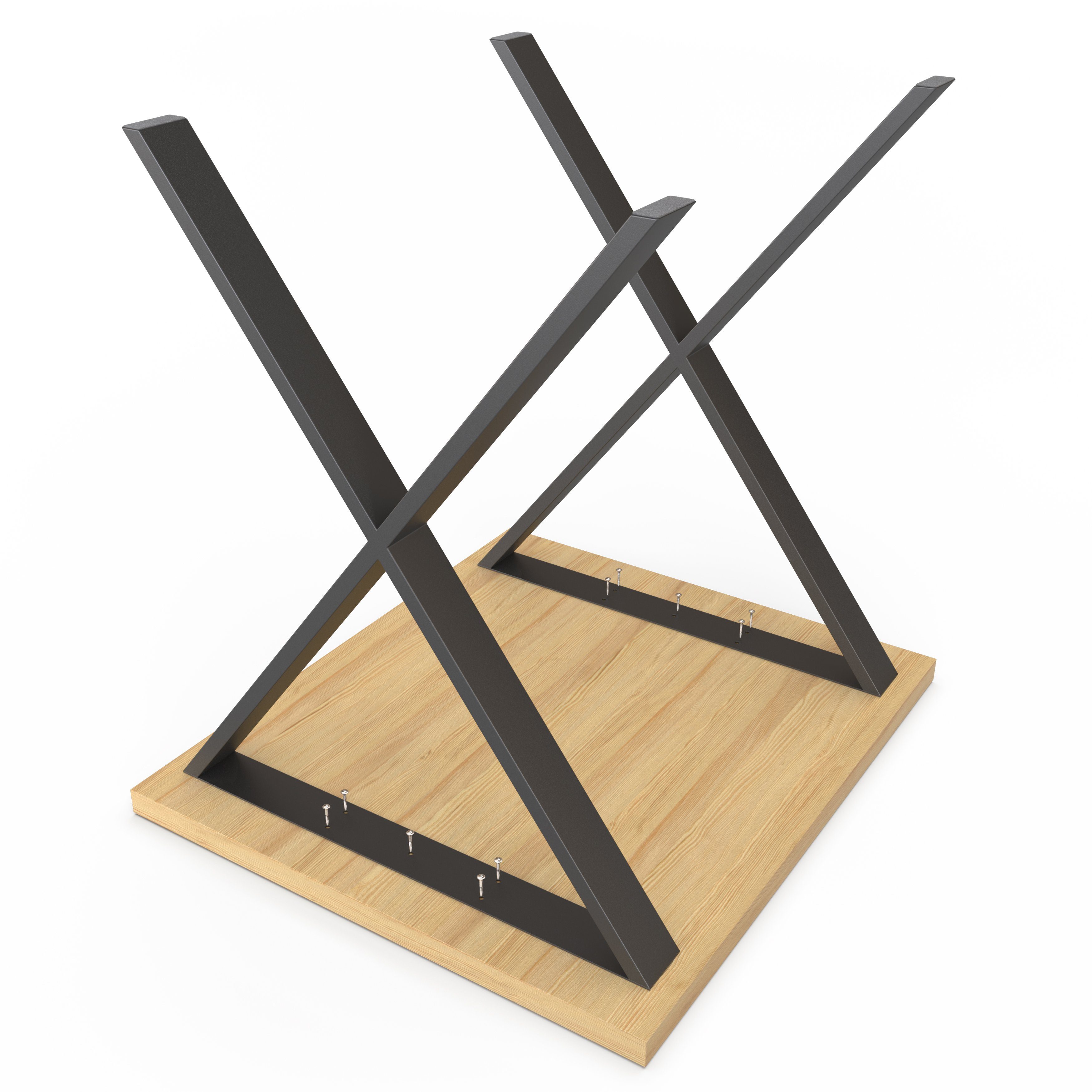 sossai® Tischgestell Stahl Tischgestell TKX1 X-Form 60x72cm in Schwarz (2-St), Rahmen: 60mm x 20mm