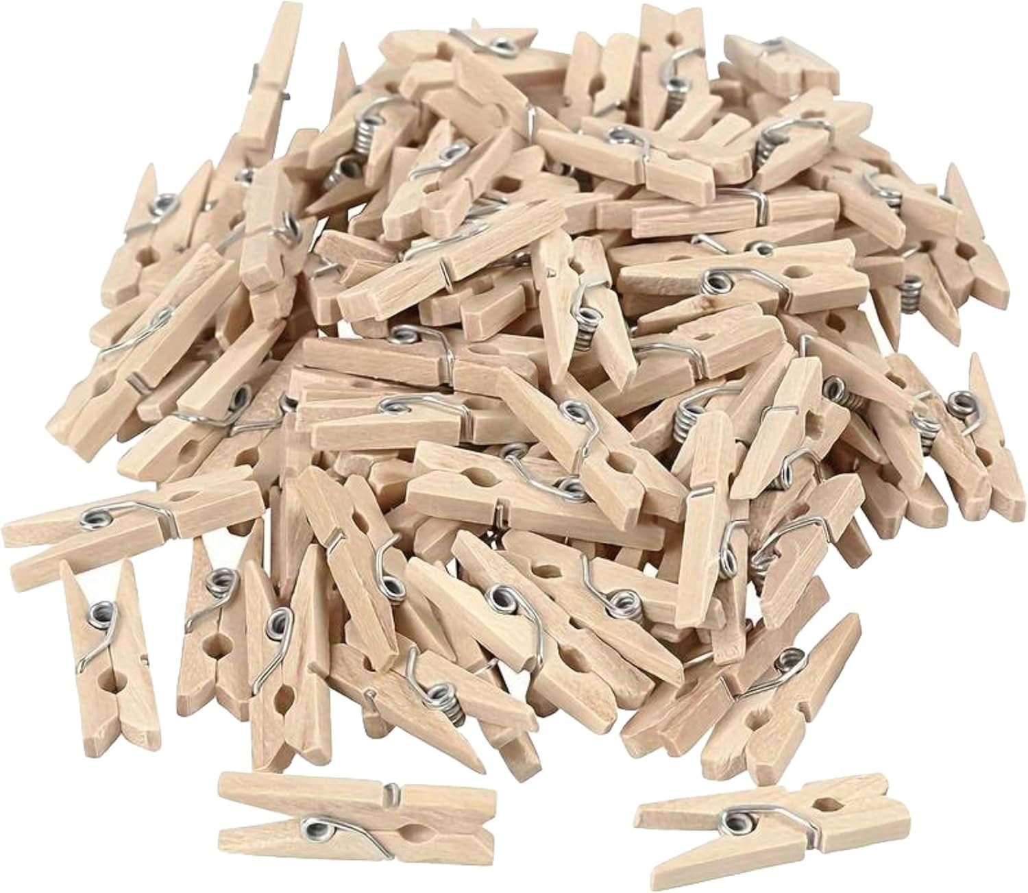 Organizabel Wäscheklammern 100x Mini Holzklammer Wäscheklammern, 25 mm: Mini Holzwäscheklammern, perfekt zum Basteln